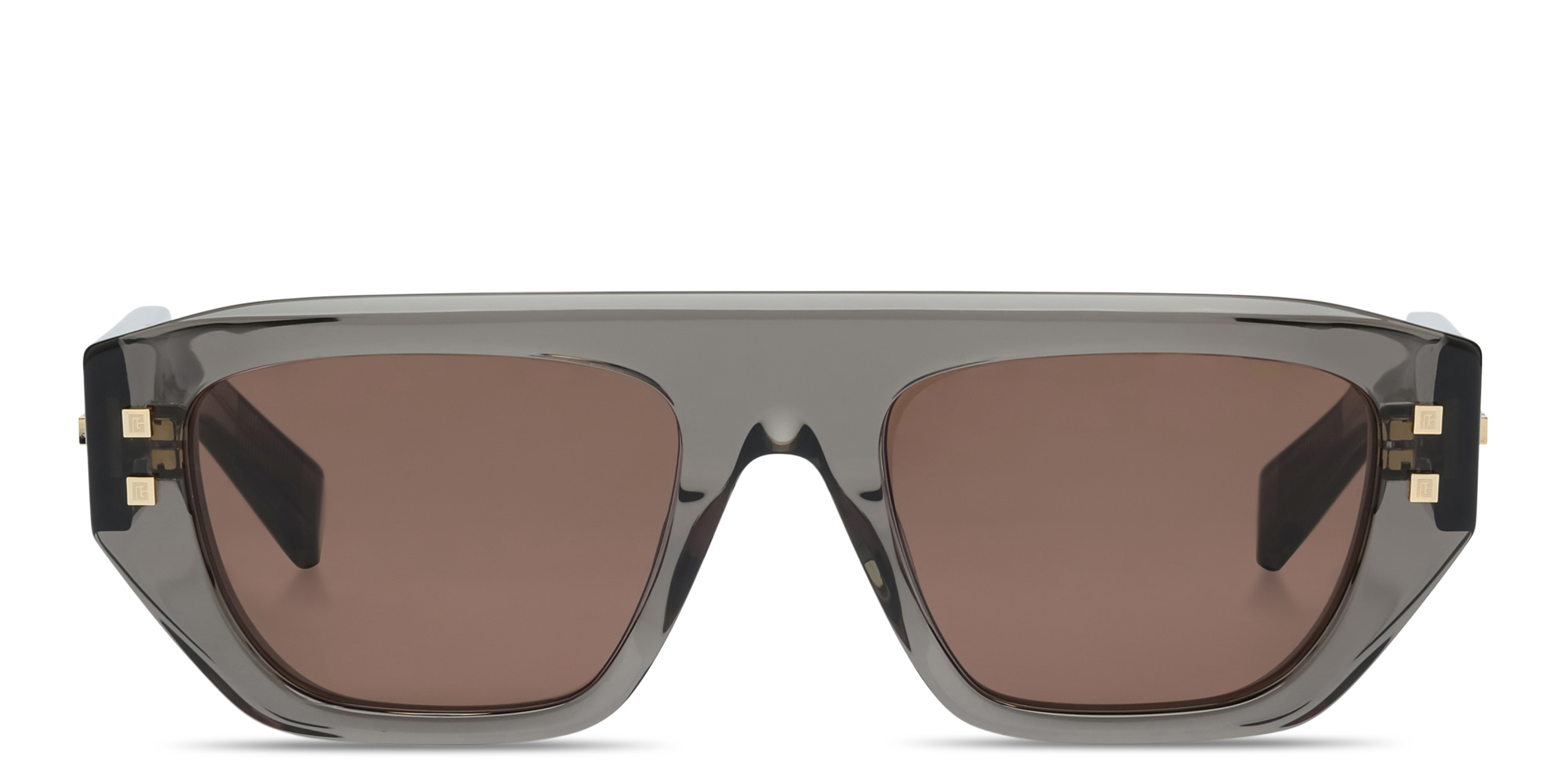 Shop BALMAIN B-Army II Unisex Rectangle Sunglasses in Grey Crystal online.