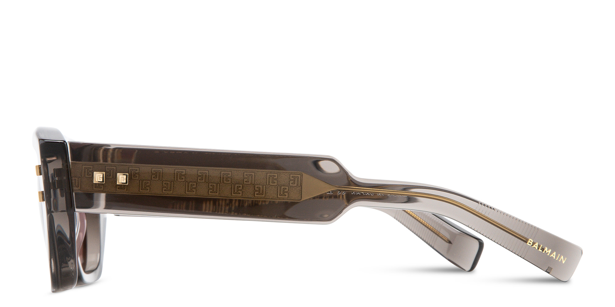 Shop BALMAIN B-Army II Unisex Rectangle Sunglasses in Grey Crystal online.