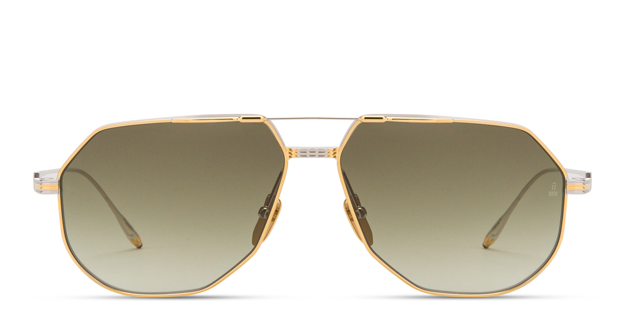 Shop JACQUES MARIE MAGE Reynold Unisex Aviator Sunglasses in Gold & Silver online.