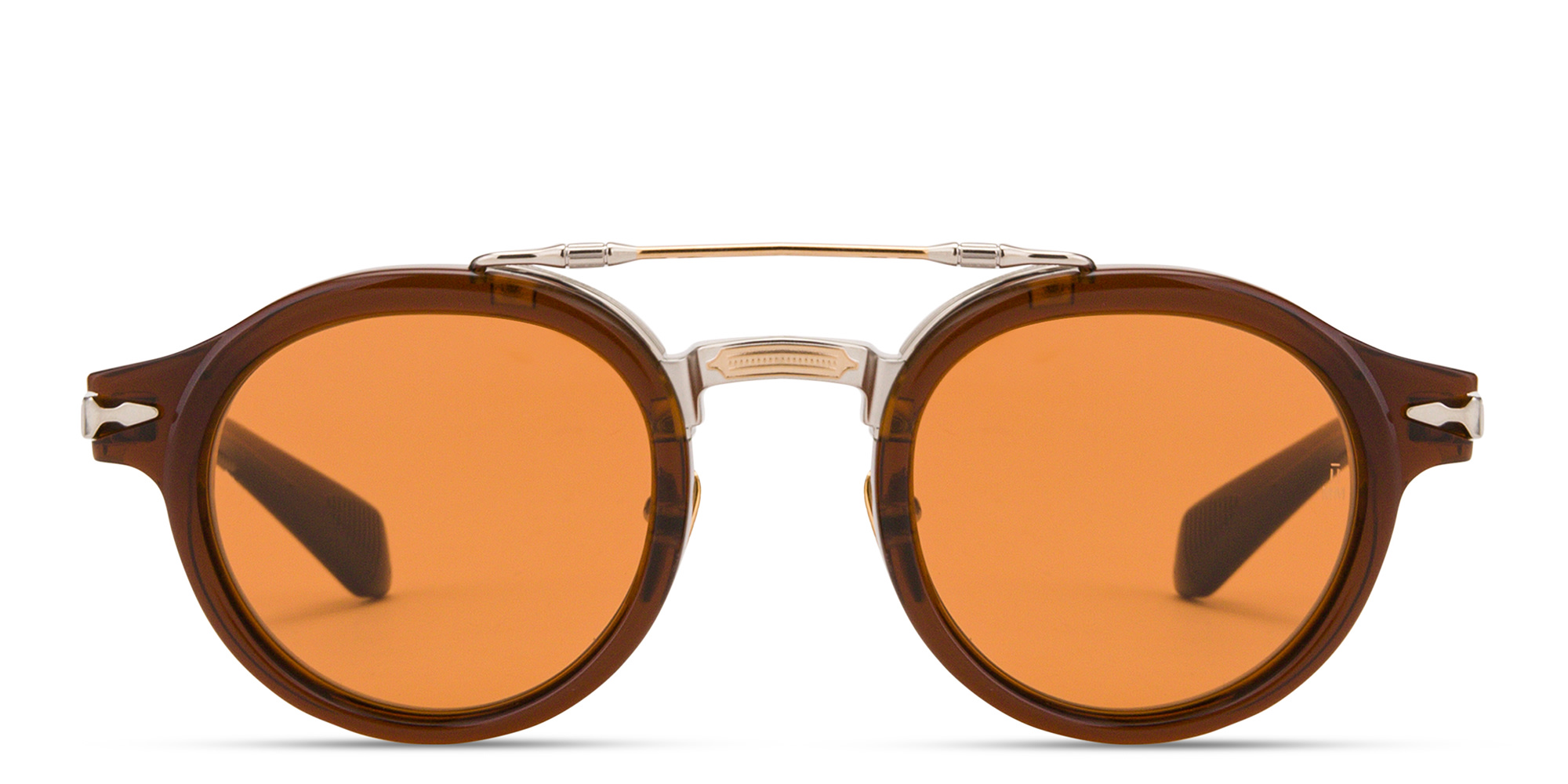 Shop JACQUES MARIE MAGE Delage Unisex Round Sunglasses in Brown online.