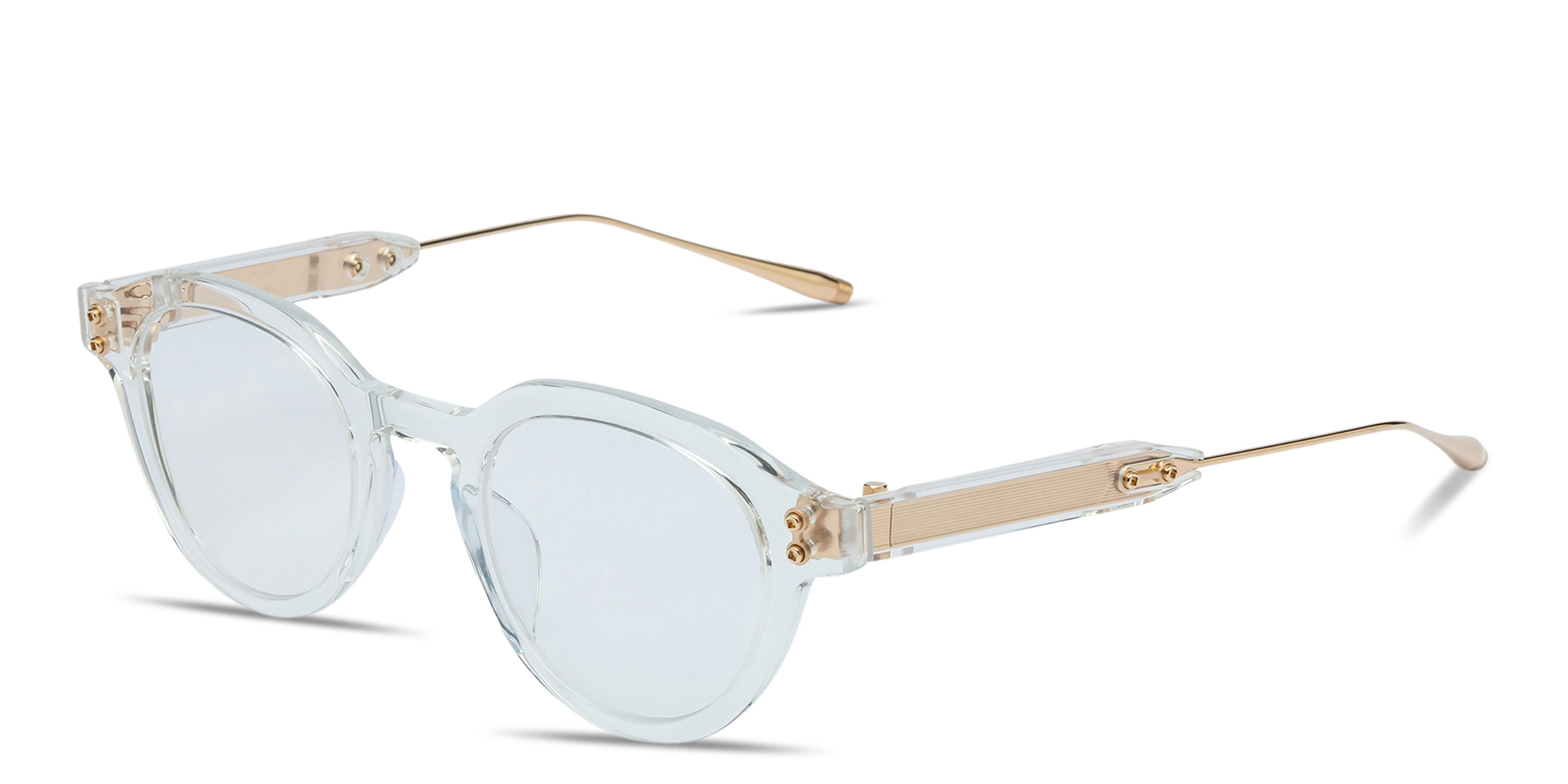 Shop AKONI Wise Three Unisex Panthos Eyeglasses in Crystal Clear online.