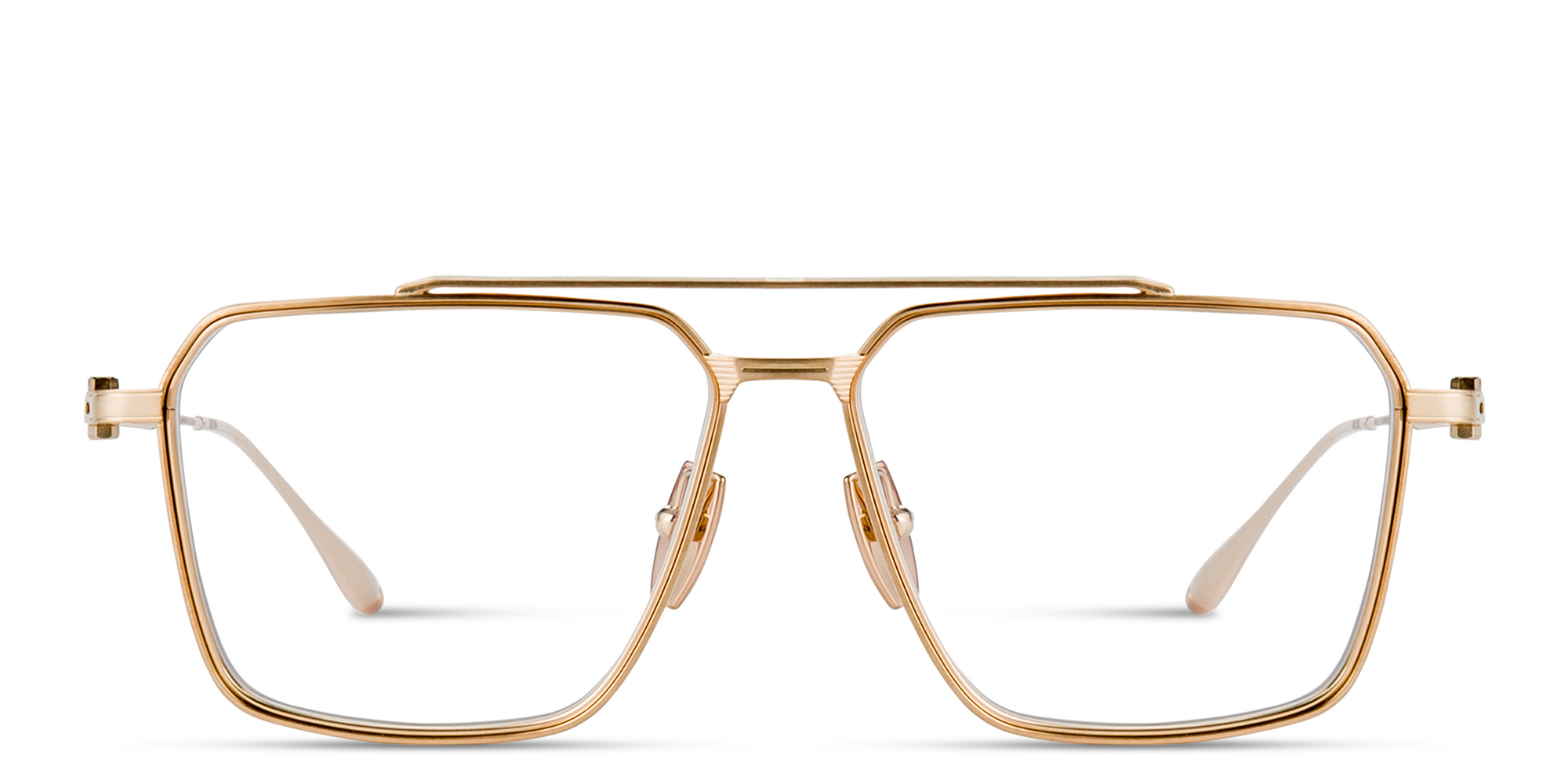 Shop AKONI Telesto Unisex Wide Aviator Eyeglasses in Gold online.