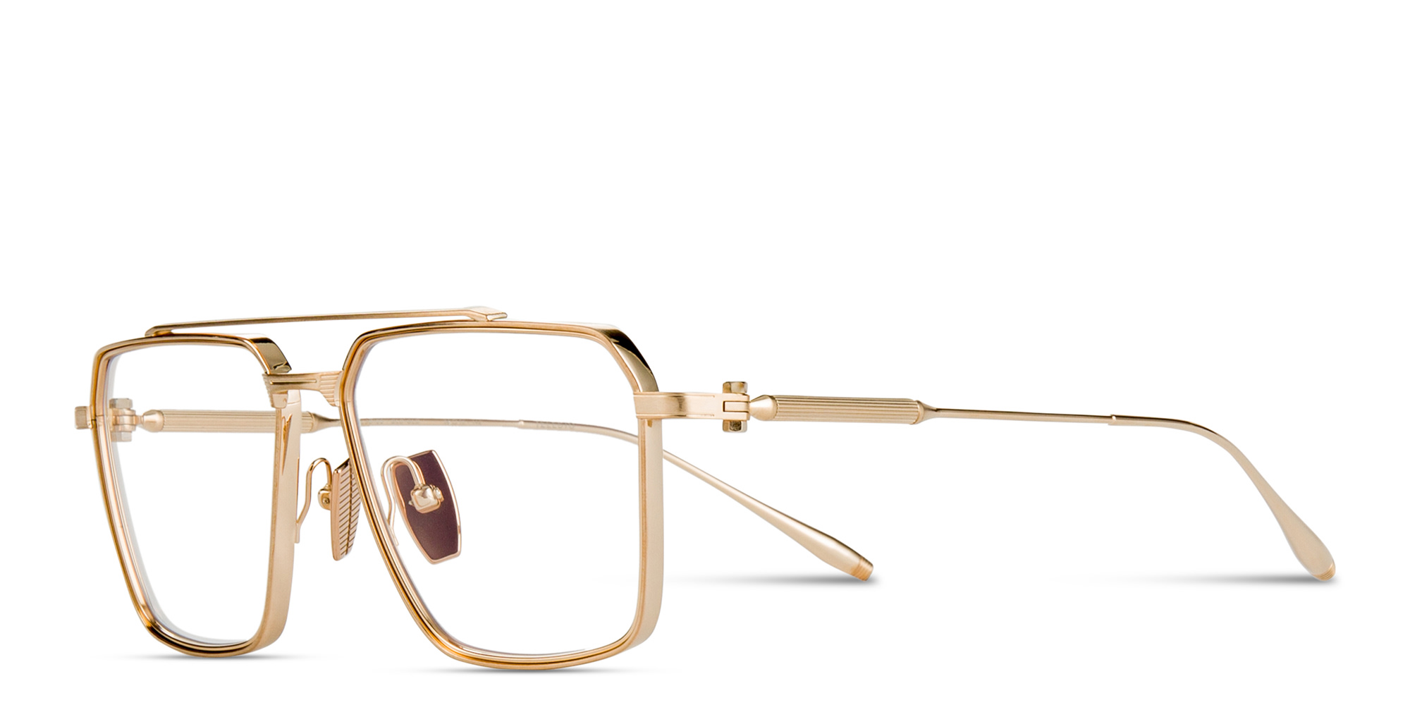 Shop AKONI Telesto Unisex Wide Aviator Eyeglasses in Gold online.