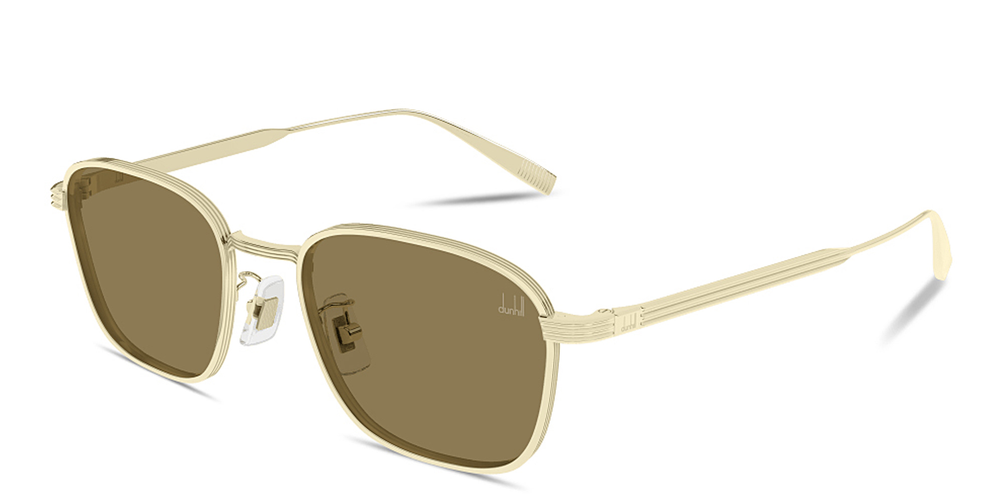 Shop Dunhill Signature Reed Square Sunglasses in Gold online.
