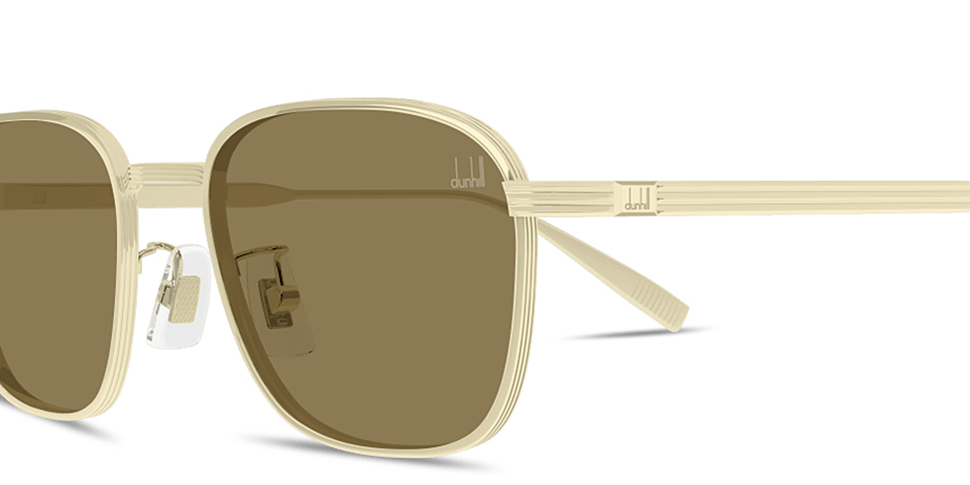 Shop Dunhill Signature Reed Square Sunglasses in Gold online.
