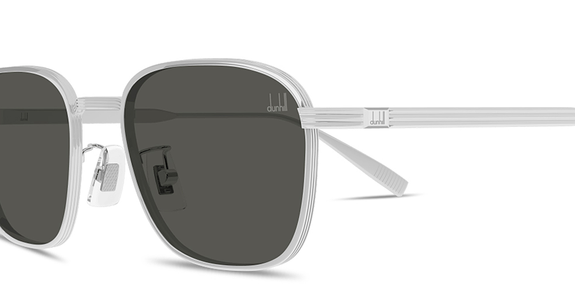 Shop Dunhill Signature Reed Square Sunglasses in Silver online.