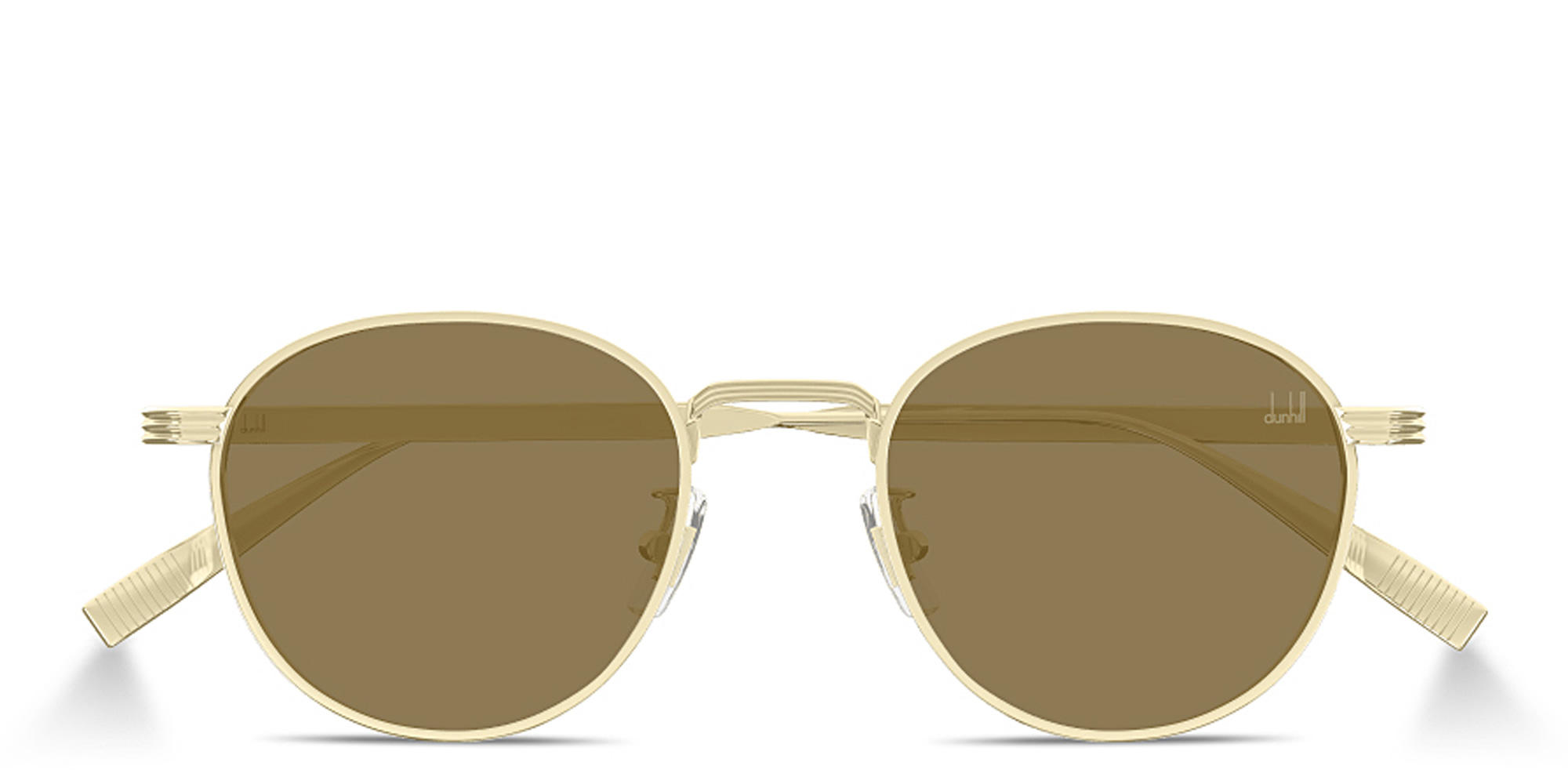 Shop Dunhill Signature Reed Round Sunglasses in Gold online.