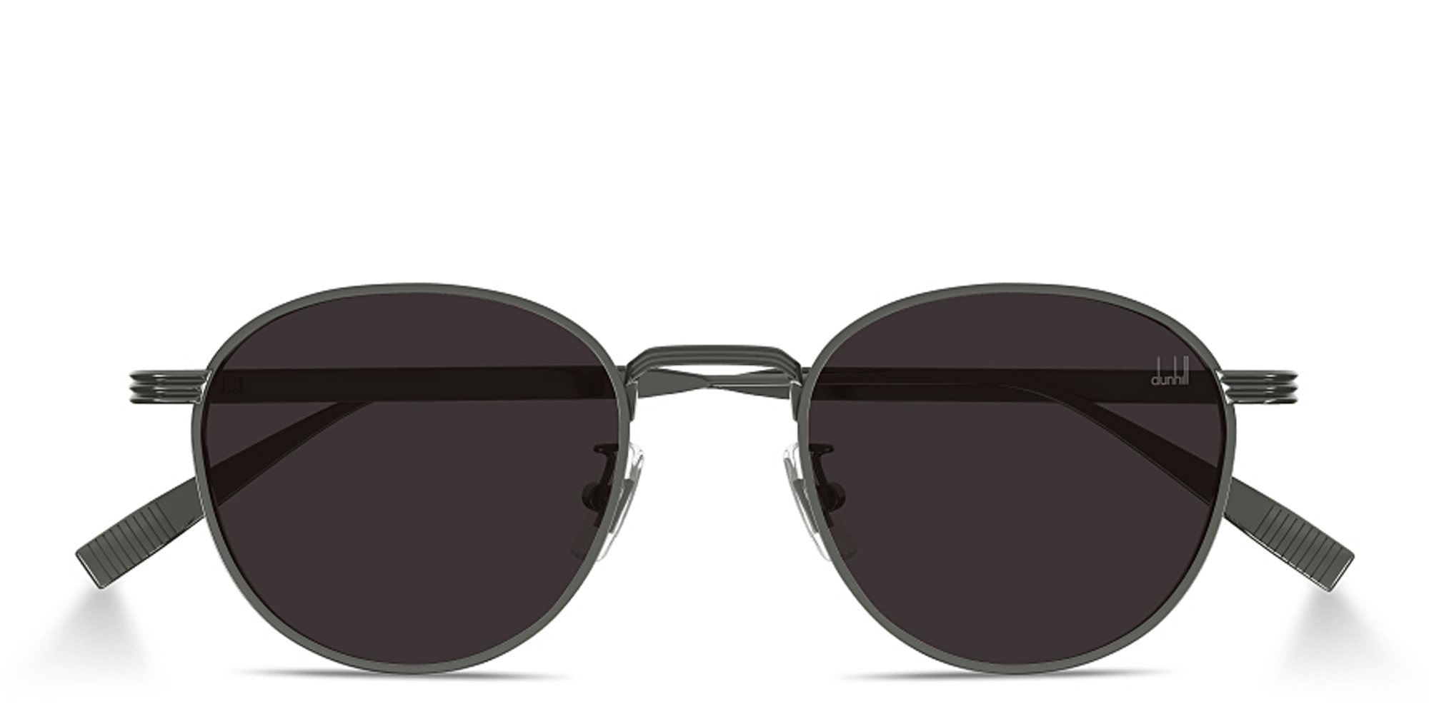 Shop Dunhill Signature Reed Round Sunglasses in Gunmetal online.