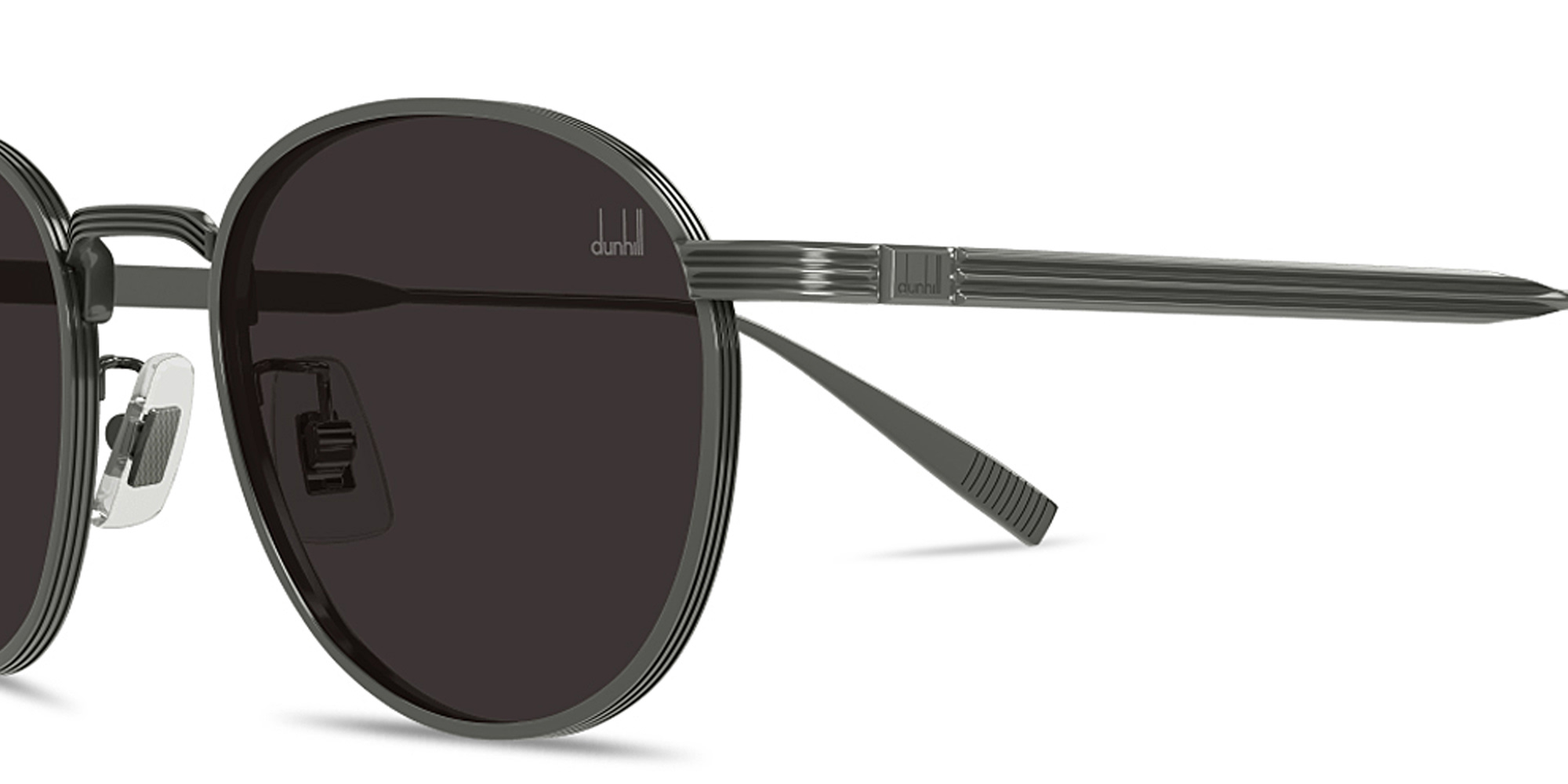 Shop Dunhill Signature Reed Round Sunglasses in Gunmetal online.
