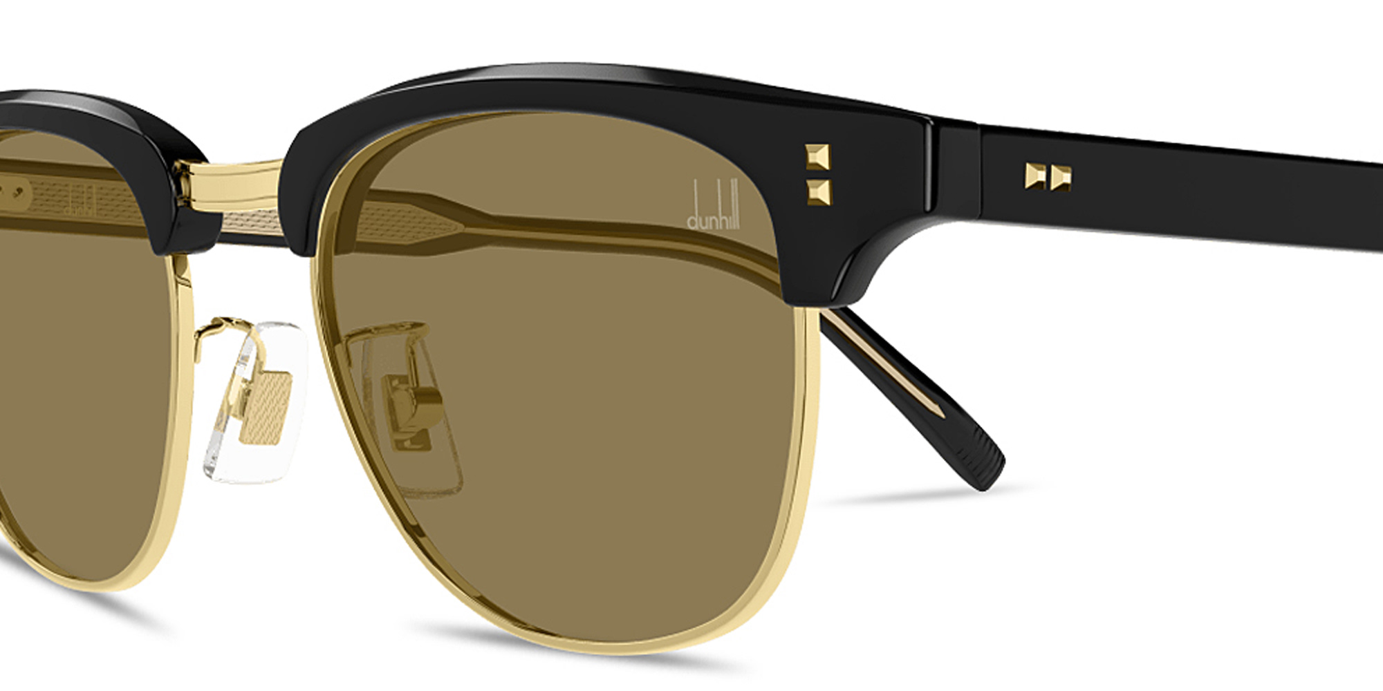 Shop Dunhill Heritage Hobnail Acetate Round Sunglasses in Black online.