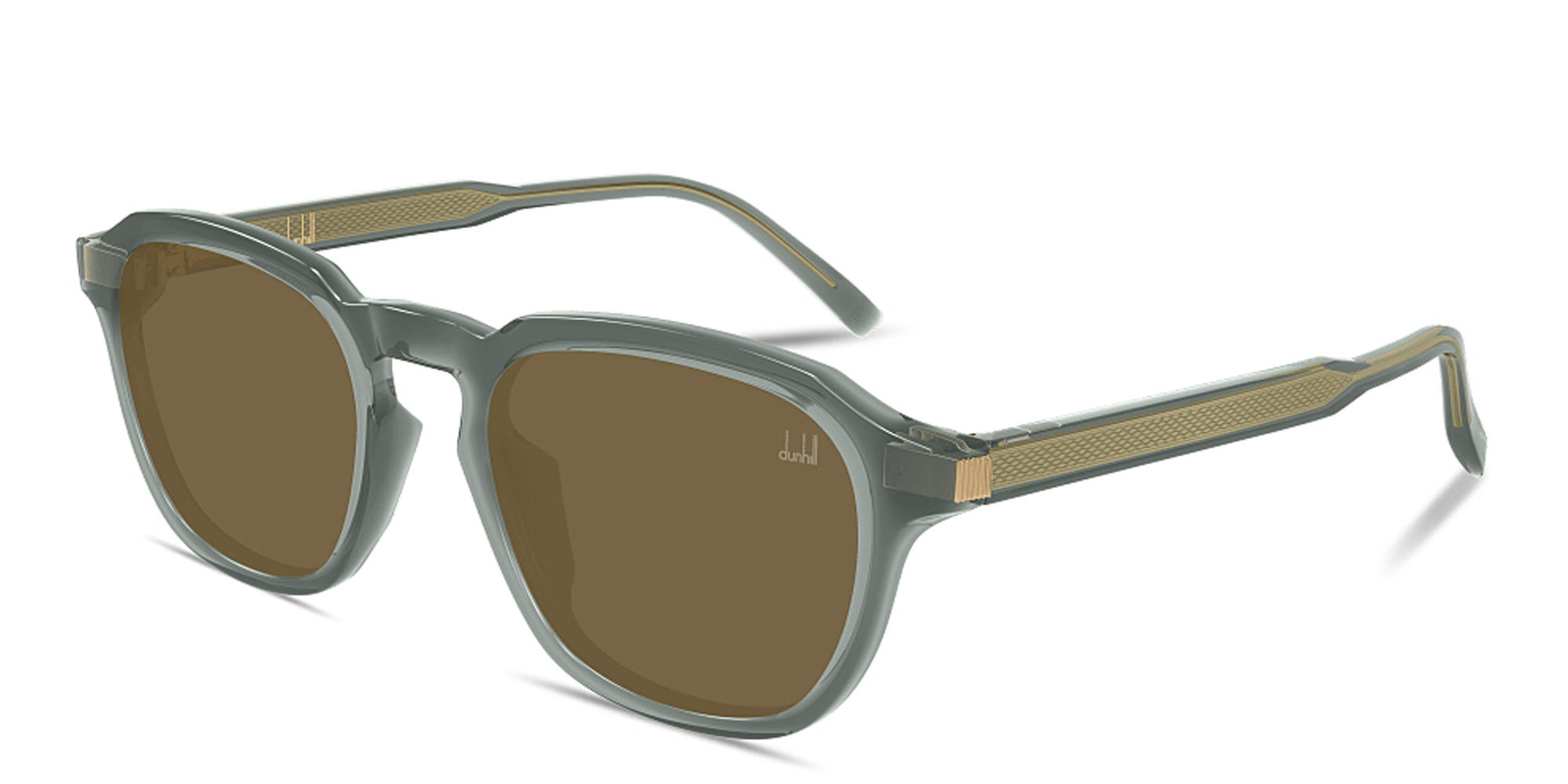 Shop Dunhill Rollagas Acetate Irregular Sunglasses in Grey online.