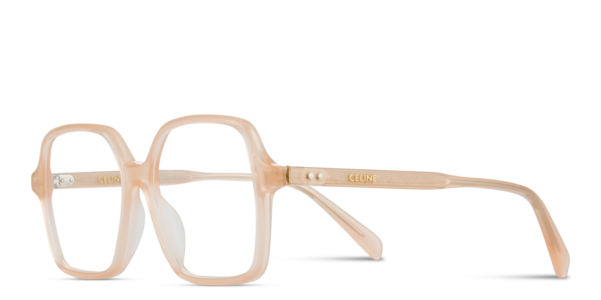 Shop CELINE CELINE Thin Geometric Eyeglasses in Rose Gold online.
