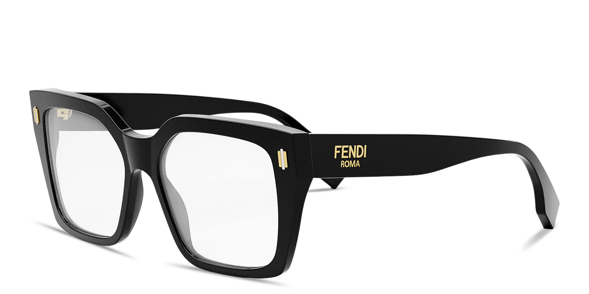 Shop FENDI Roma Square Eyeglasses in Black online.
