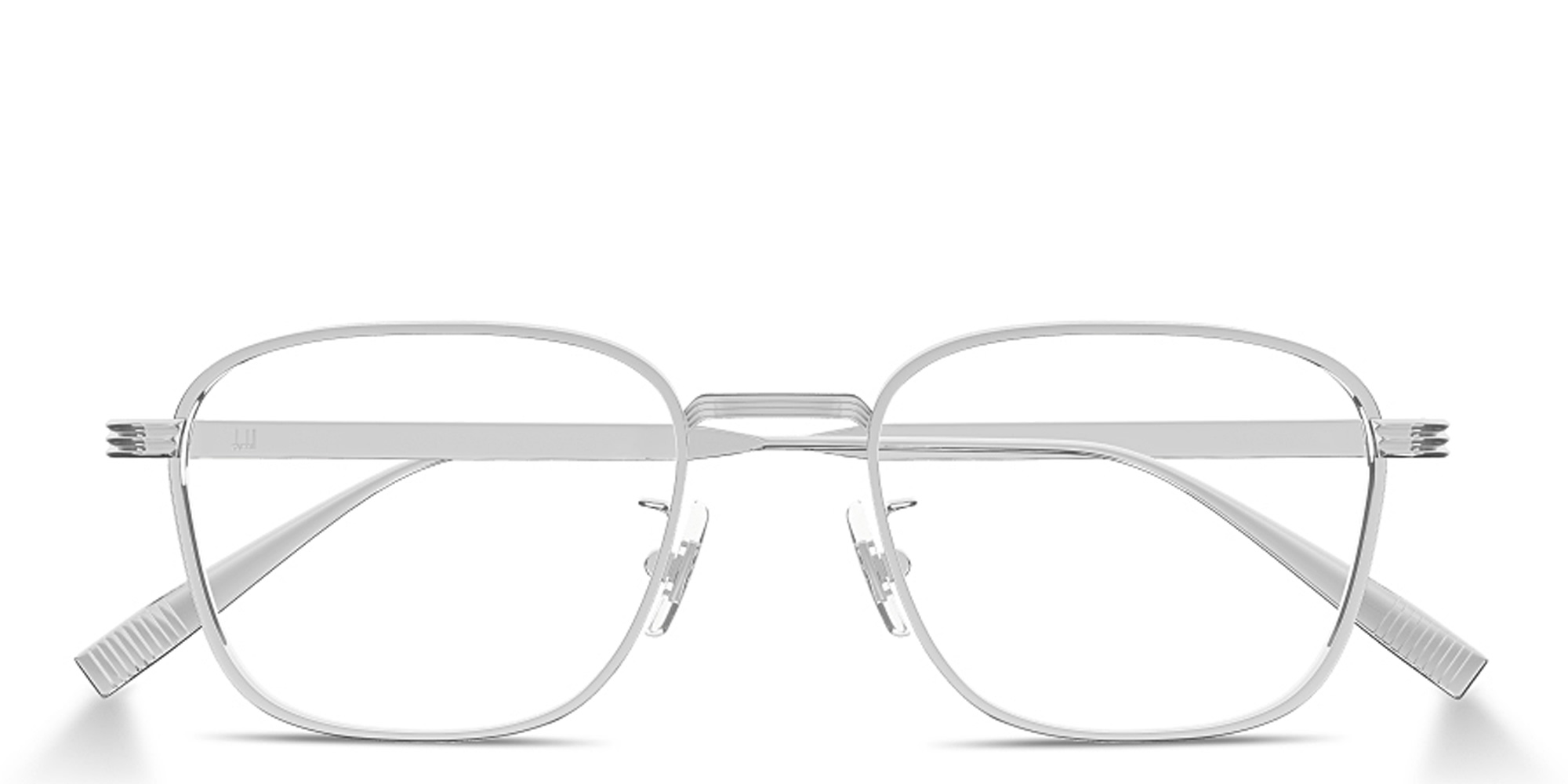 Shop Dunhill Signature Reed Rectangle Eyeglasses in Silver online.