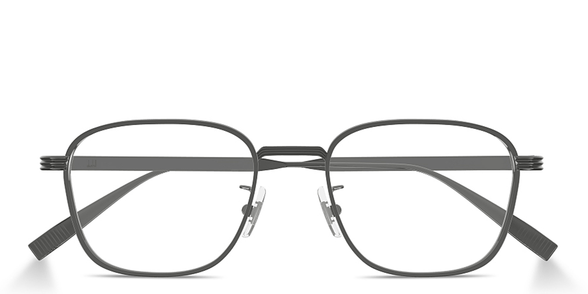 Shop Dunhill Signature Reed Rectangle Eyeglasses in Ruthenium online.