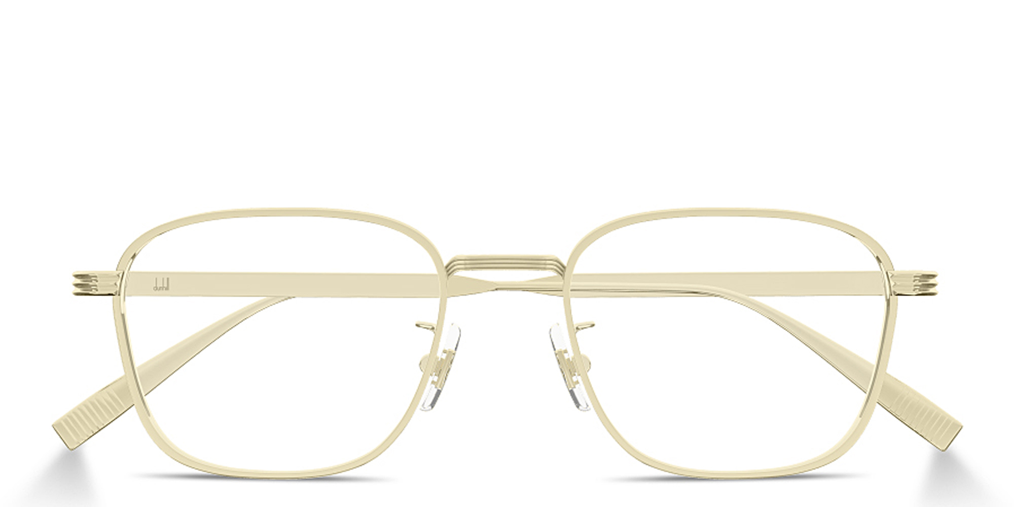 Shop Dunhill Signature Reed Rectangle Eyeglasses in Gold online.