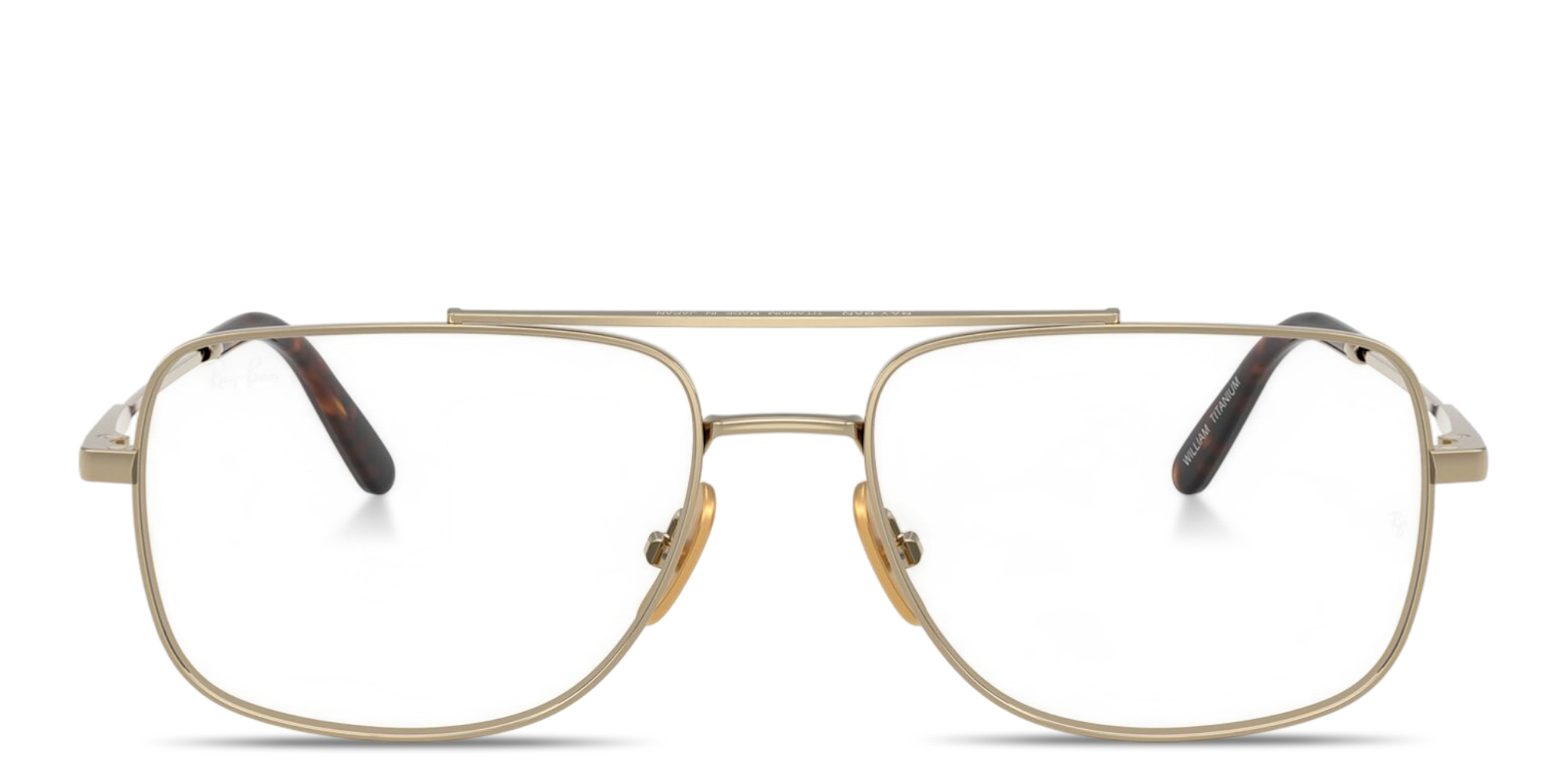 Shop Ray-Ban William Titanium Optics Unisex Wide Square Eyeglasses in Arista Gold online.