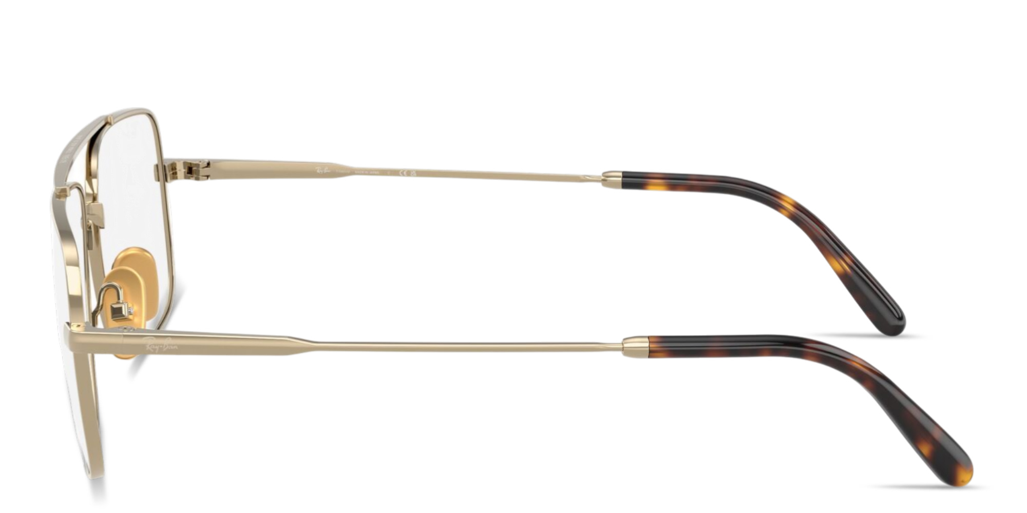 Shop Ray-Ban William Titanium Optics Unisex Wide Square Eyeglasses in Arista Gold online.