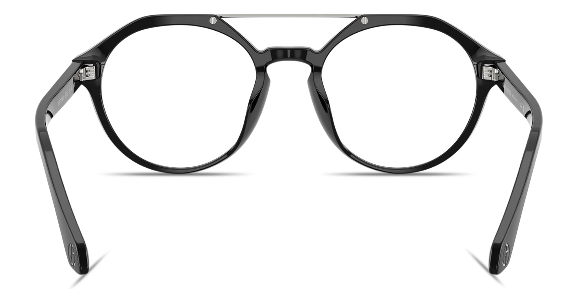 Shop GIORGIO ARMANI Round Eyeglasses in Black online.