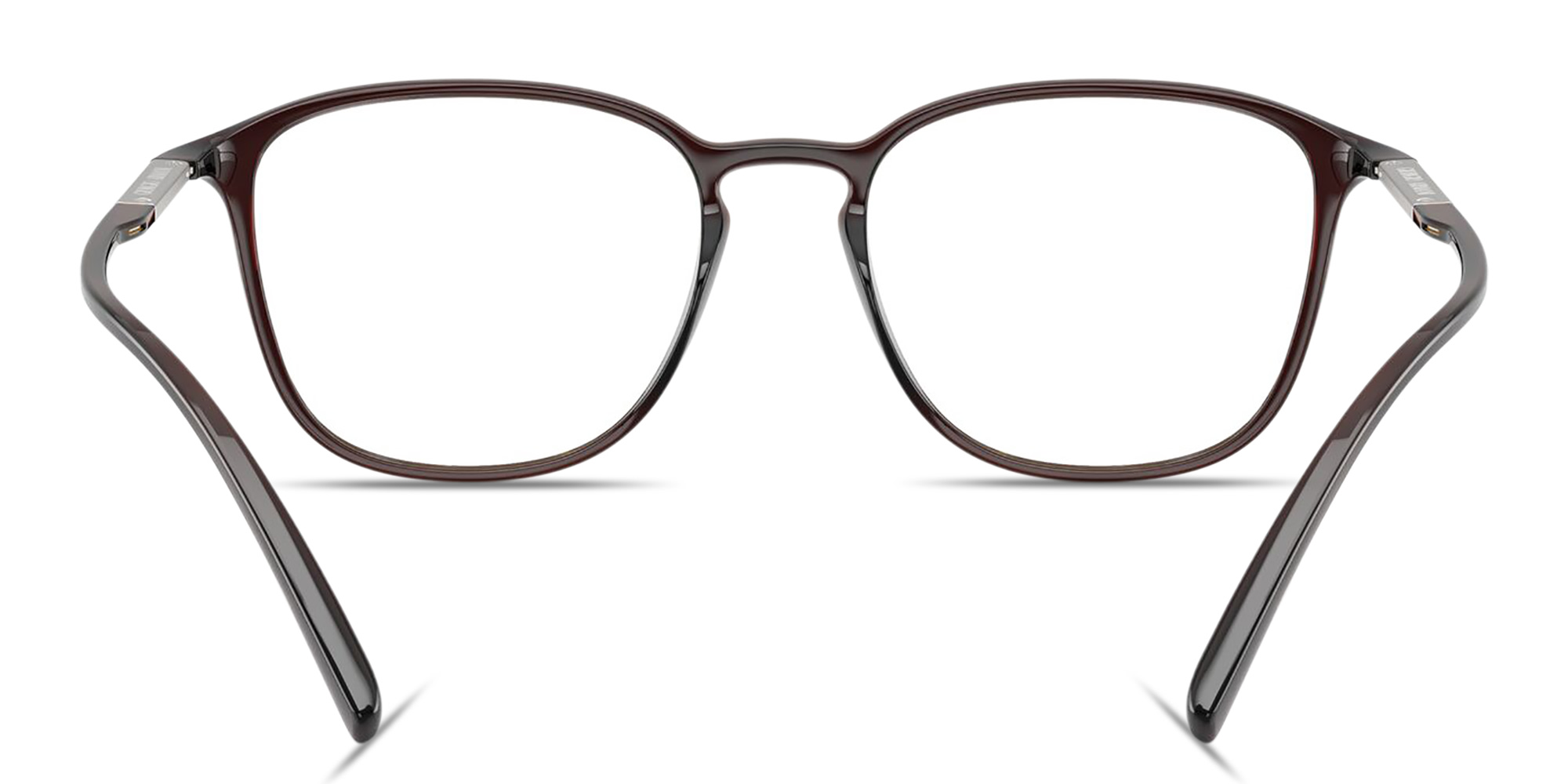 Shop GIORGIO ARMANI Engraved Logo Square Eyeglasses in Brown online.