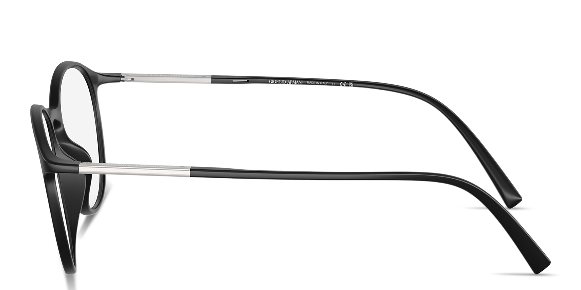 Shop GIORGIO ARMANI Engraved Logo Panthos Eyeglasses in Black online.