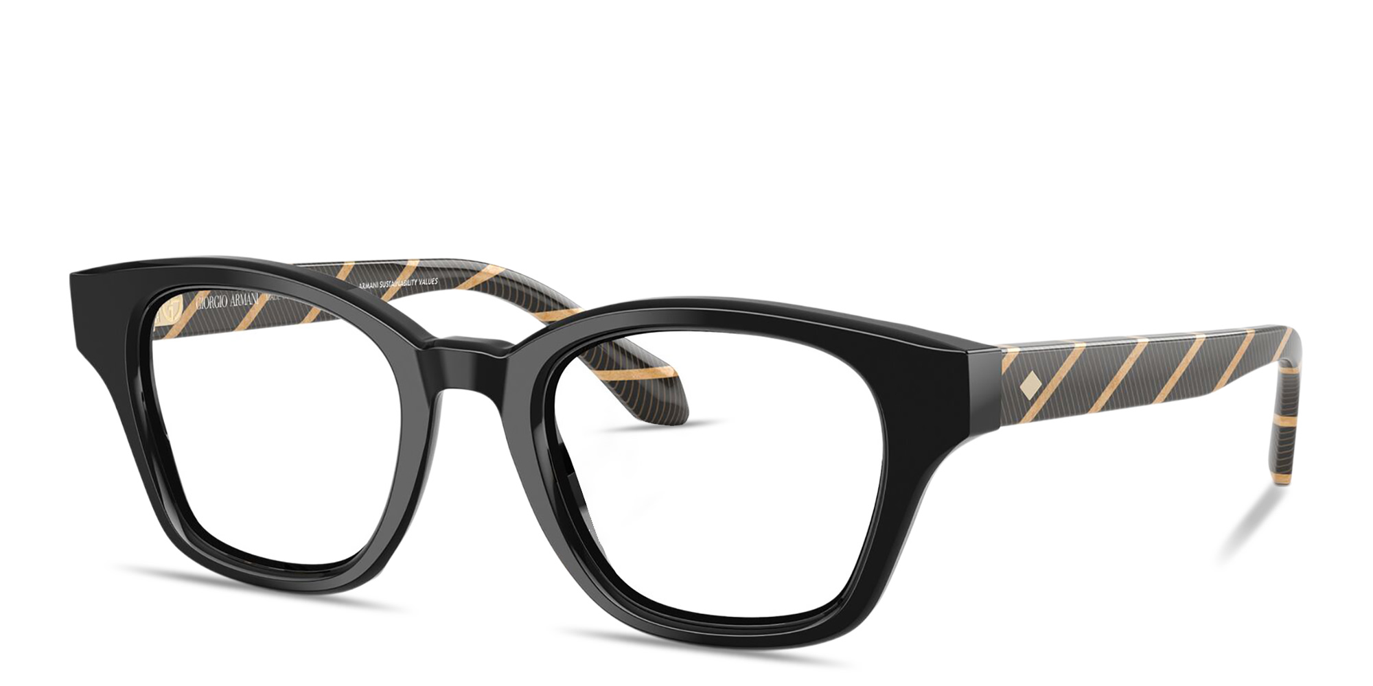 Shop GIORGIO ARMANI Pillow Eyeglasses in Black online.