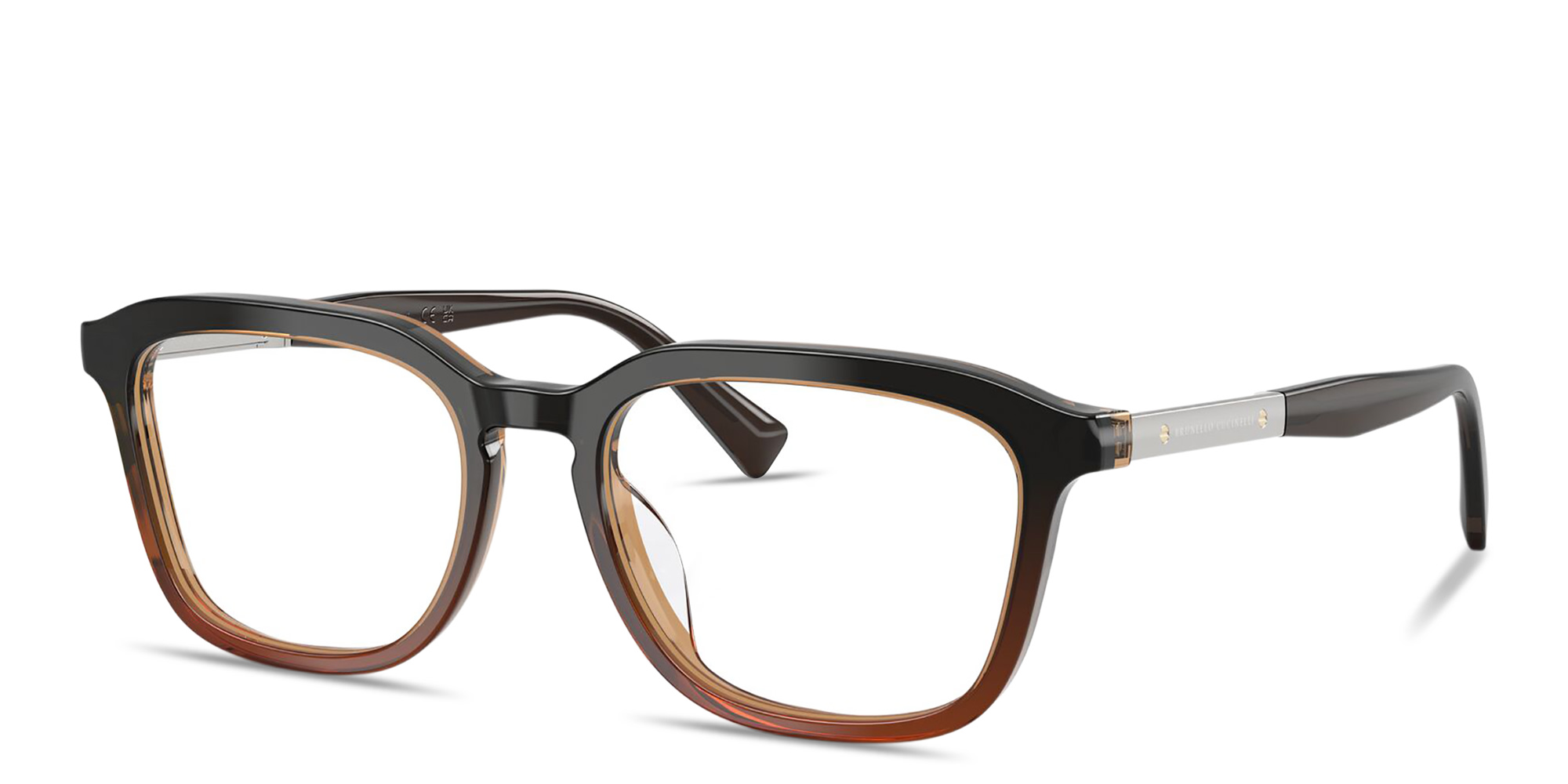 Shop BRUNELLO CUCINELLI Unisex Square Eyeglasses in Transparent Brown online.