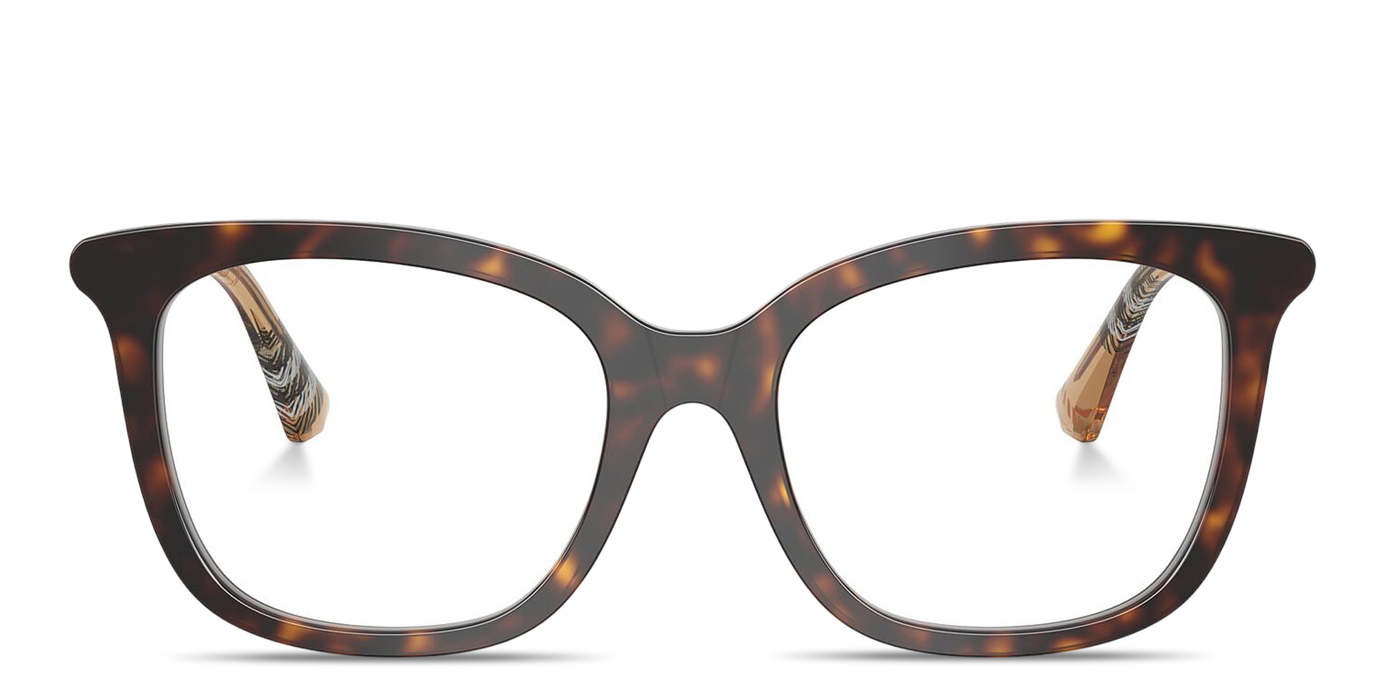 Shop BURBERRY Check Square Eyeglasses in Dark Havana online.