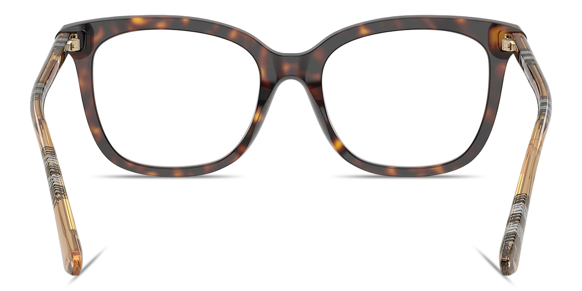 Shop BURBERRY Check Square Eyeglasses in Dark Havana online.