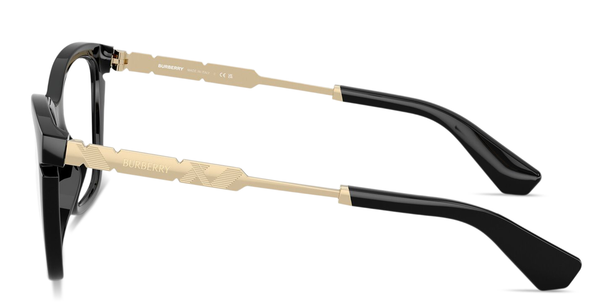 Shop BURBERRY Engraved Logo Cat-Eye Eyeglasses in Black online.