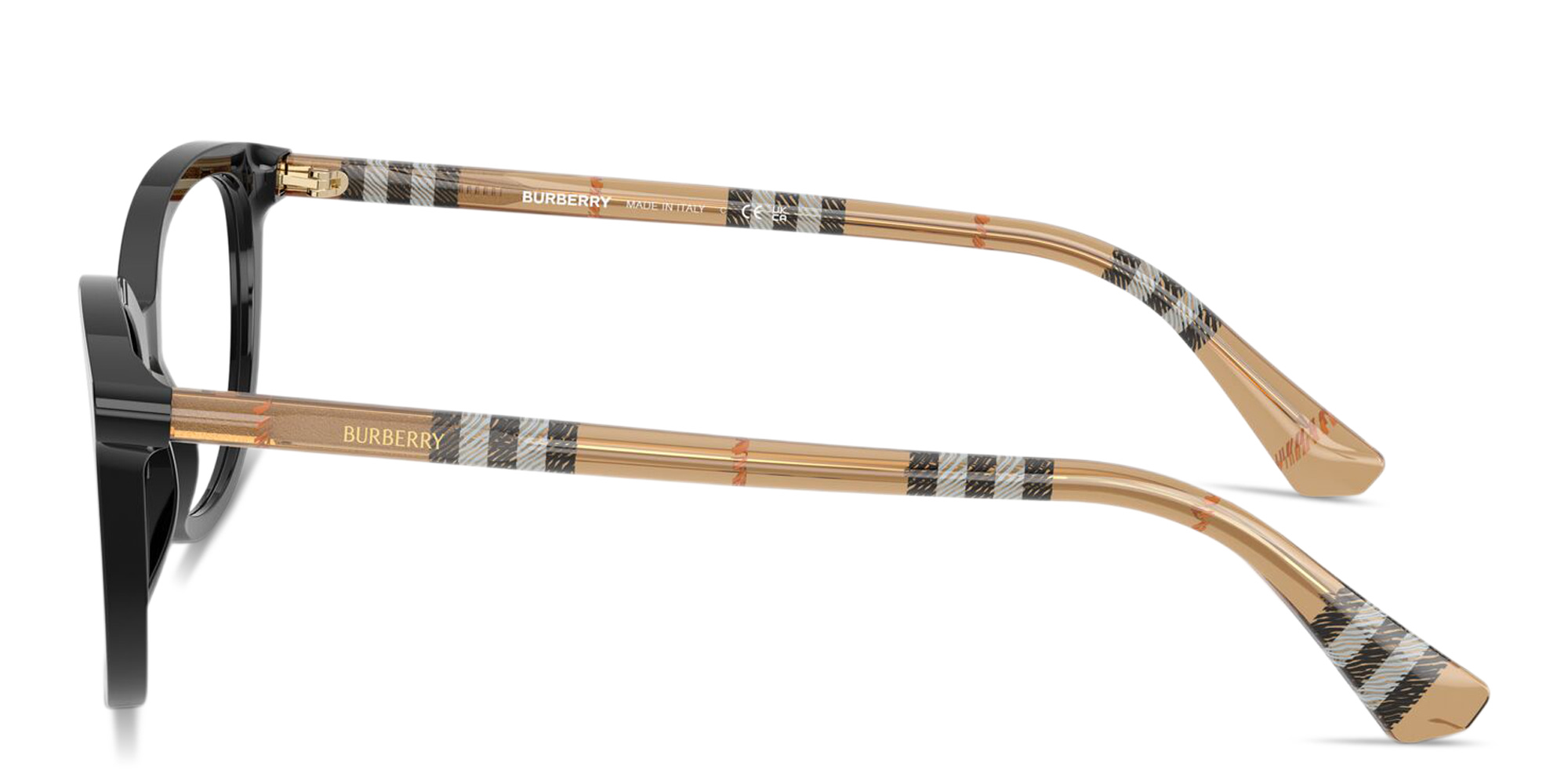 Shop BURBERRY Vintage Check Cat-Eye Eyeglasses in Black online.