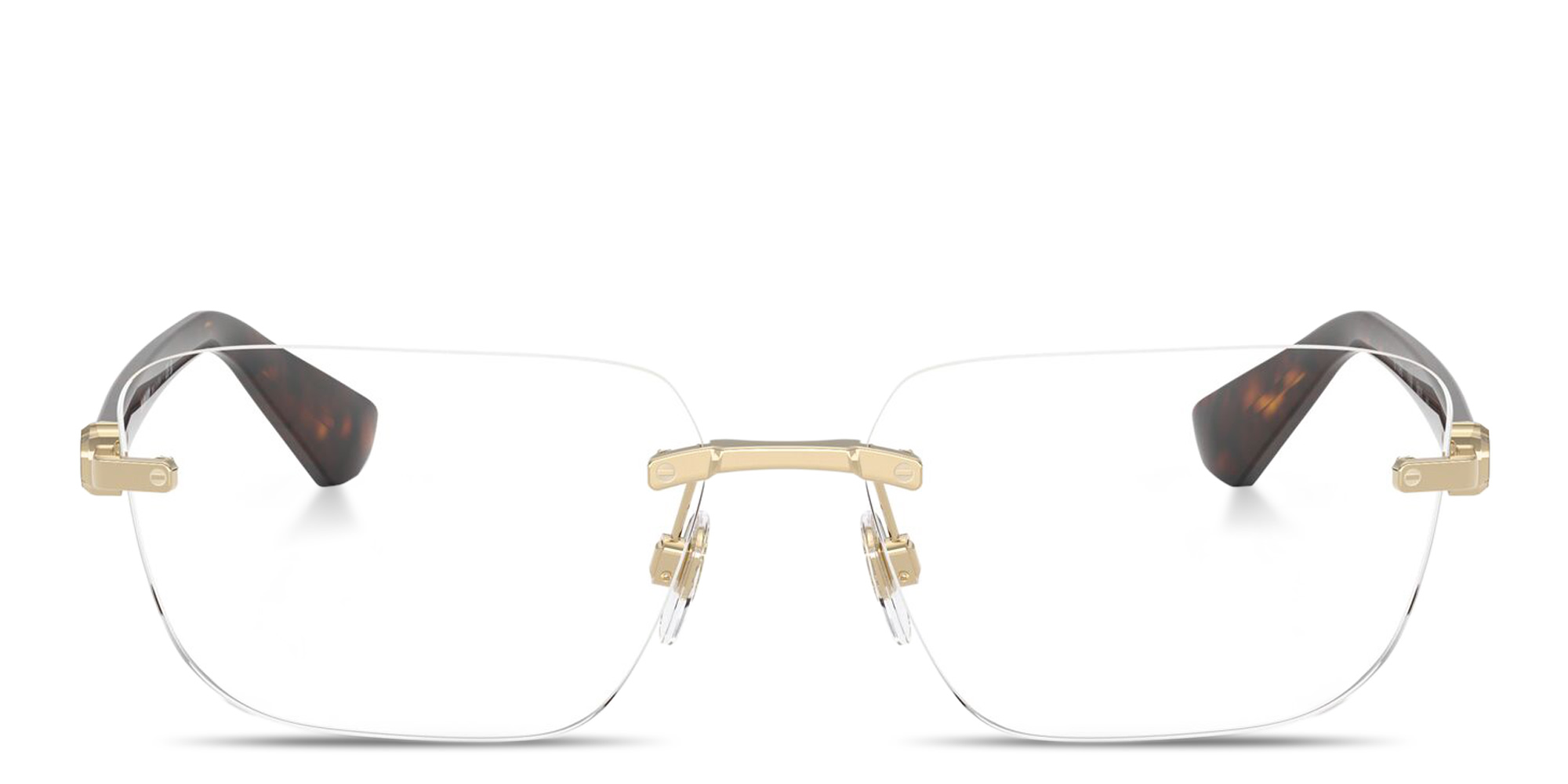 BURBERRY Logo Signature Wide Rimless Rectangle Eyeglasses in Gold – Product Photo 1