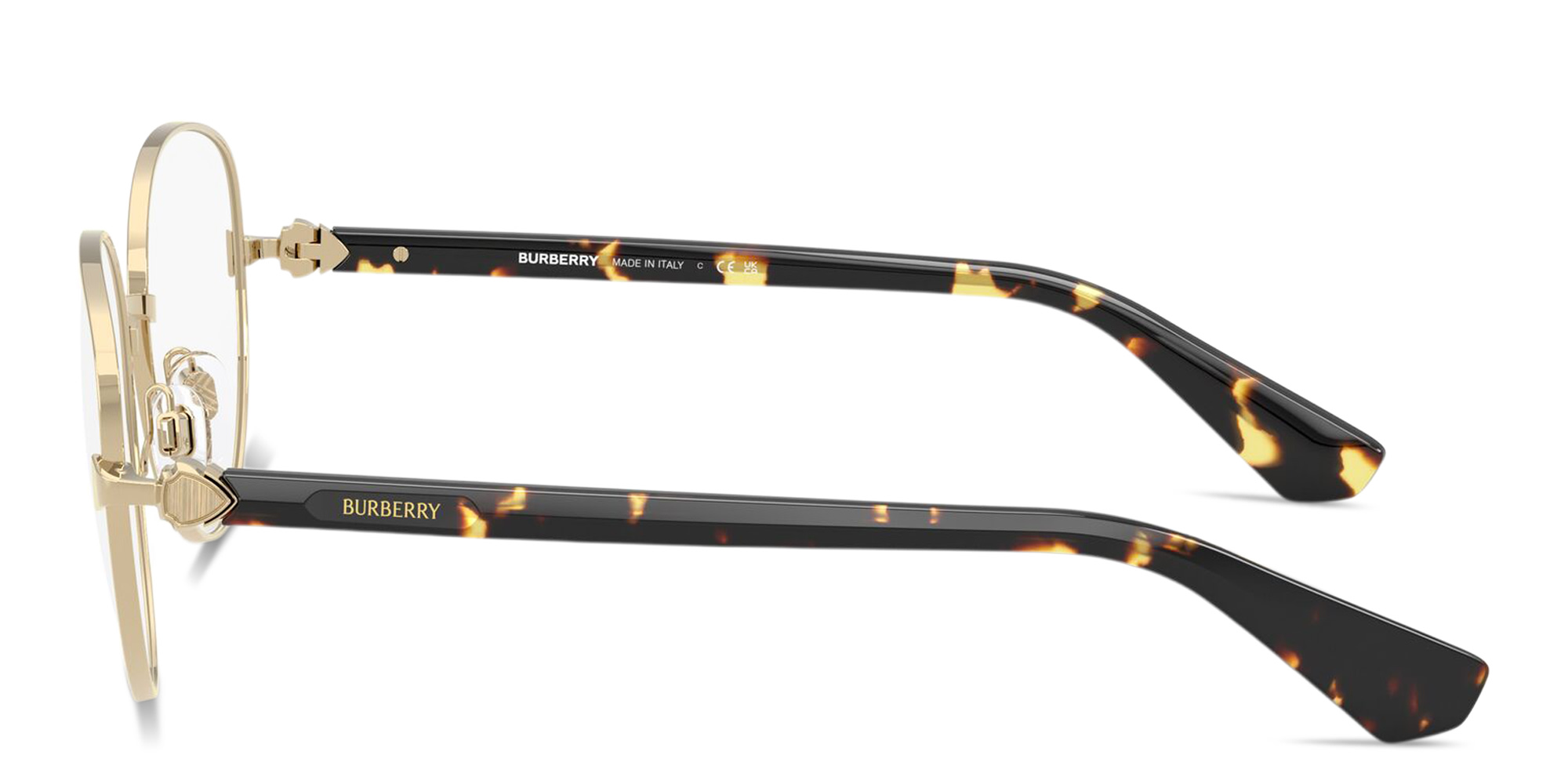 Shop BURBERRY Logo Signature Panthos Eyeglasses in Gold online.