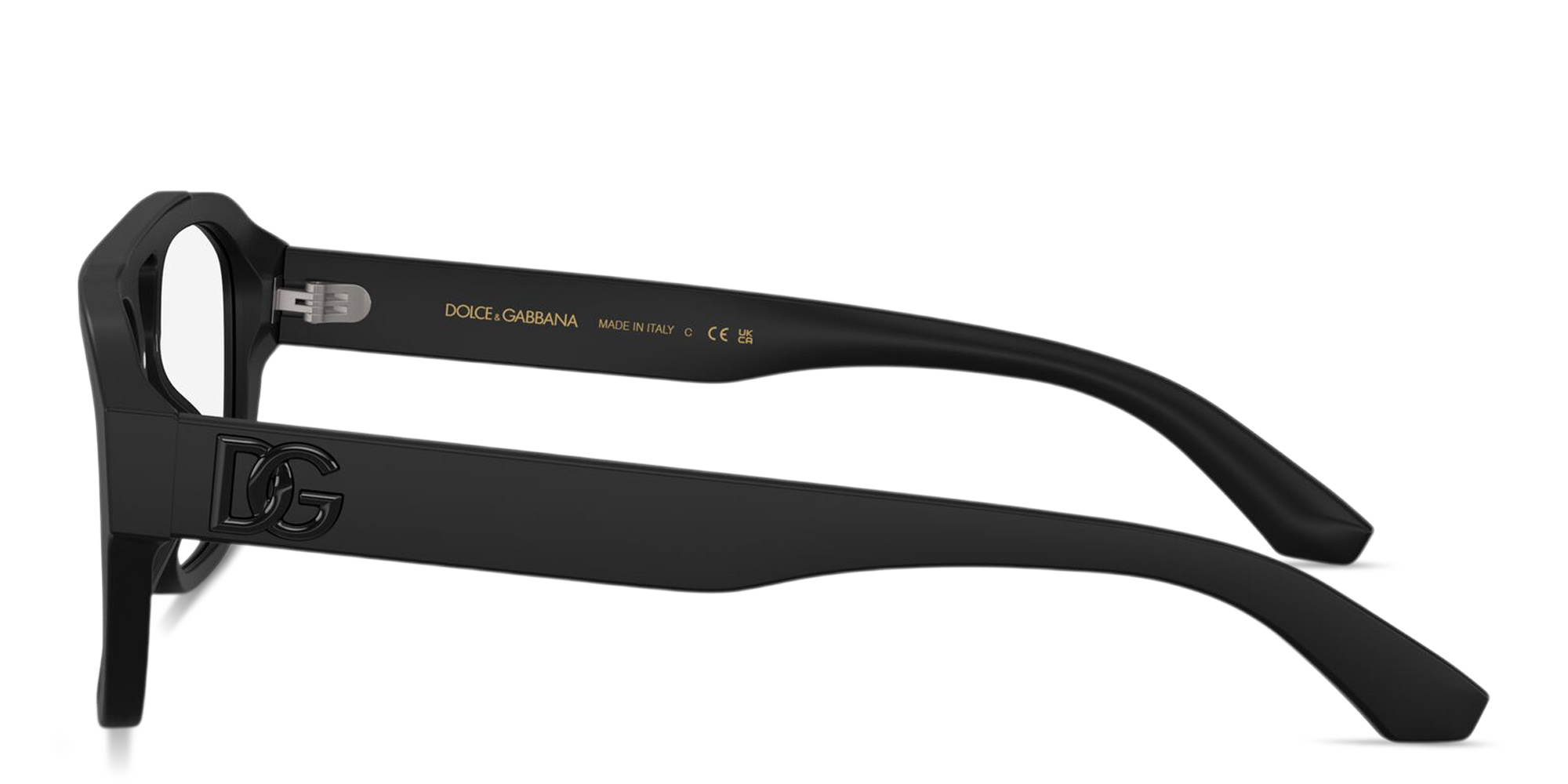 Shop Dolce & Gabbana DG Motif Wide Aviator Eyeglasses in Black online.