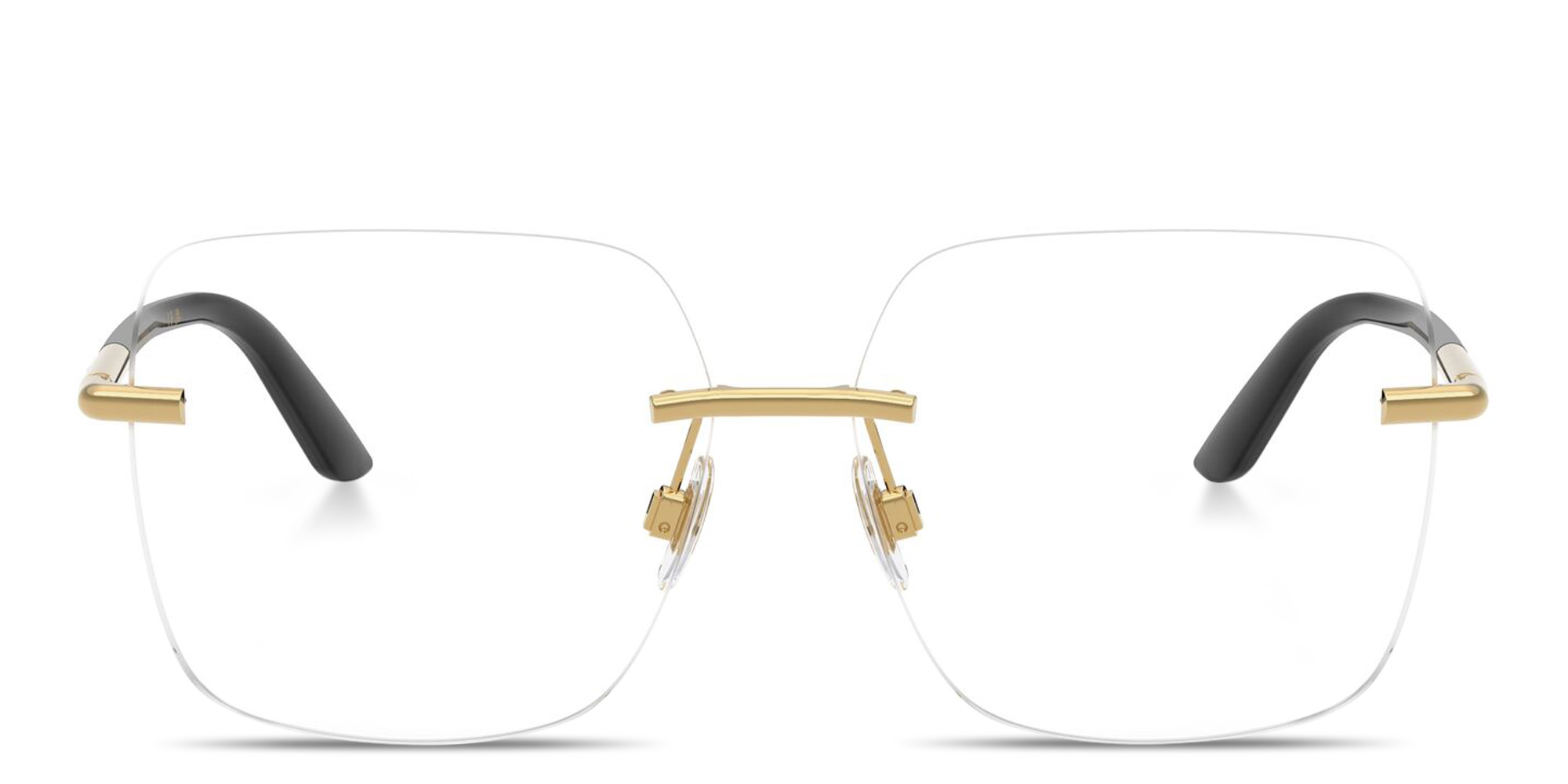 Shop Dolce & Gabbana Logo Signature Rimless Wide Square Eyeglasses in Gold online.