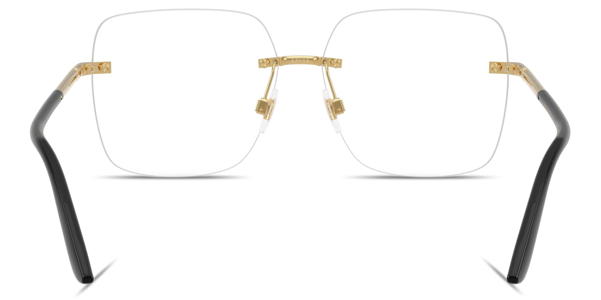 Shop Dolce & Gabbana Logo Signature Rimless Wide Square Eyeglasses in Gold online.