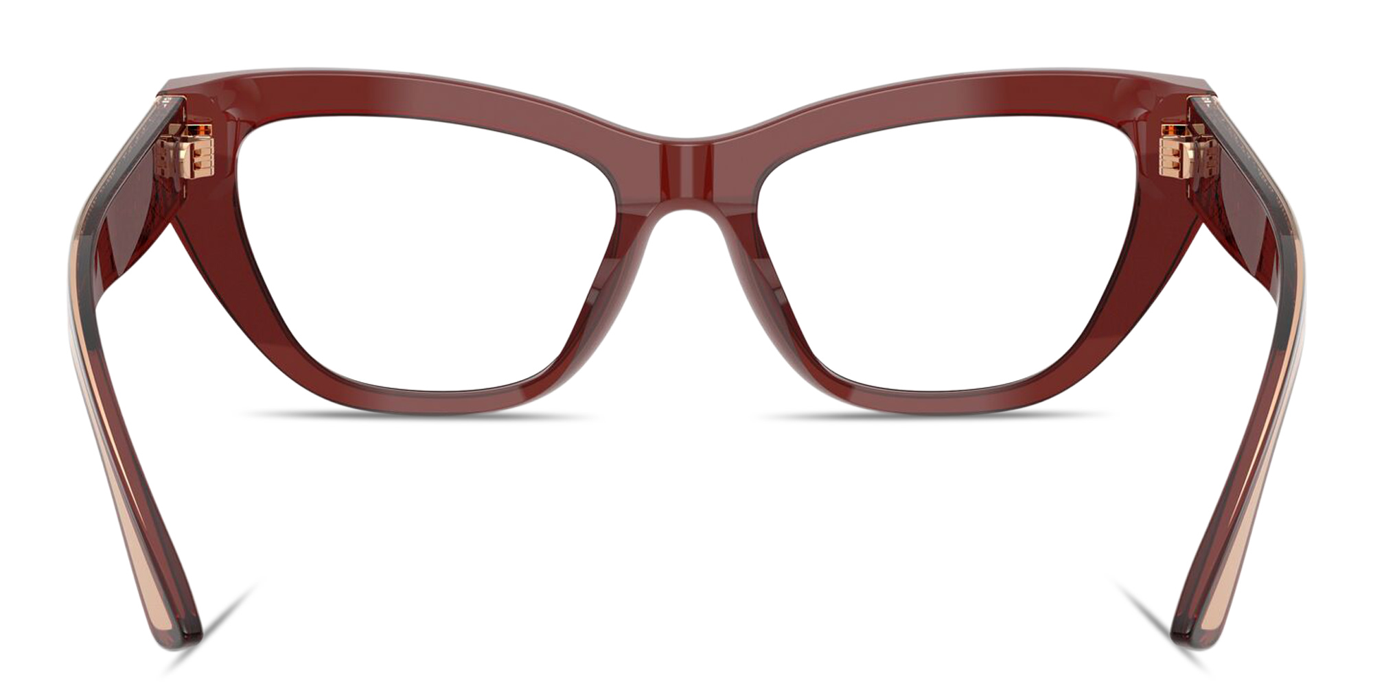 Dolce & Gabbana Logo Lettering Cat-Eye Eyeglasses in Transparent Bordeaux – Product Photo 4