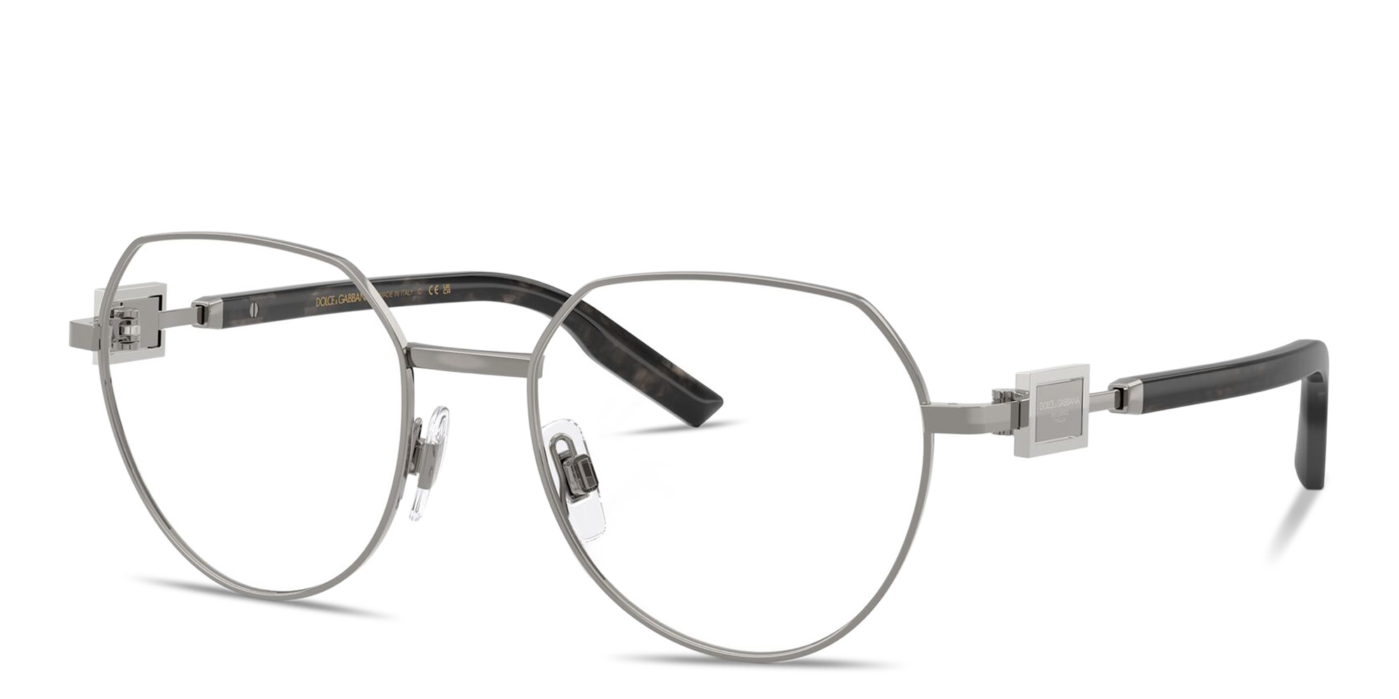Shop Dolce & Gabbana Logo Signature Panthos Eyeglasses in Gunmetal online.