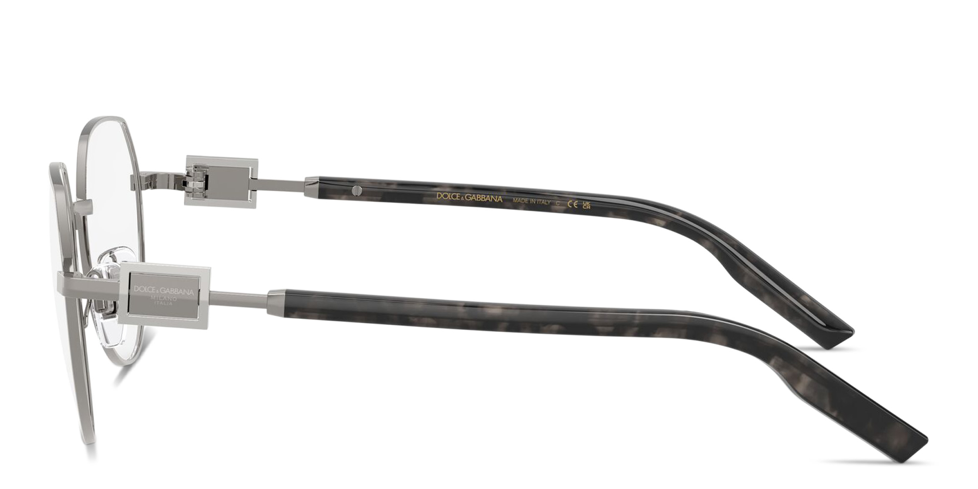 Shop Dolce & Gabbana Logo Signature Panthos Eyeglasses in Gunmetal online.