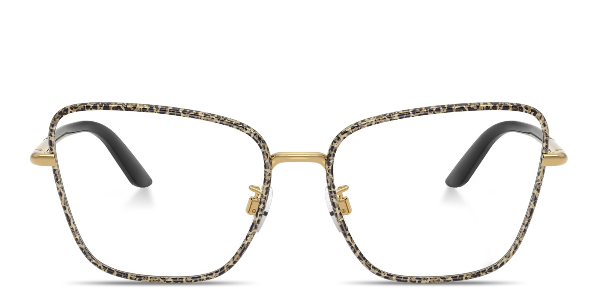 Shop Dolce & Gabbana Logo Lettering Wide Cat-Eye Eyeglasses in Gold online.