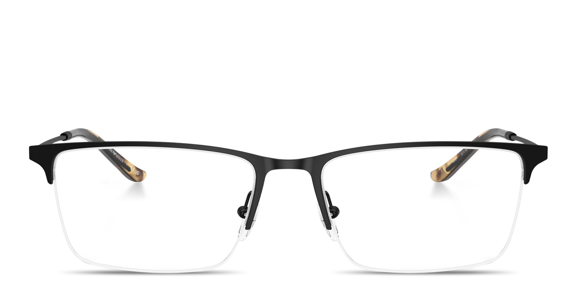 Shop Emporio Armani Half-Rim Wide Rectangle Eyeglasses in Black online.