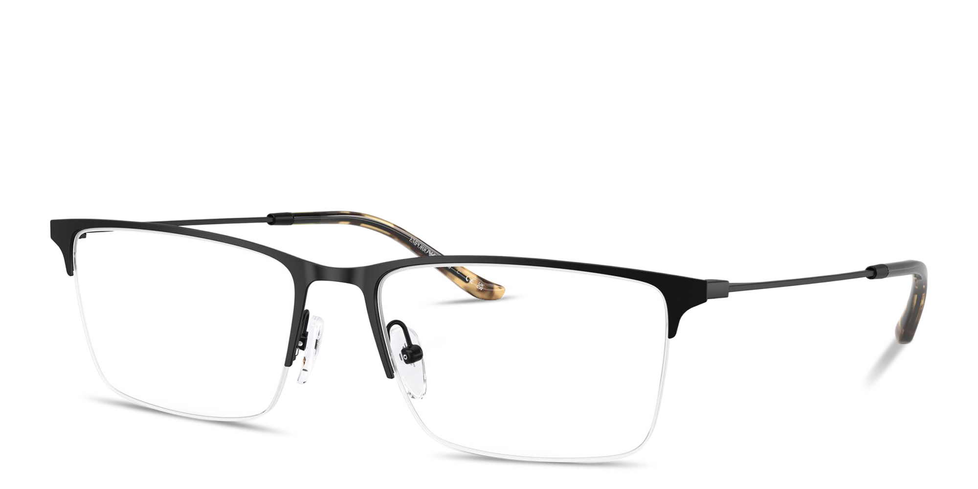 Emporio Armani Half-Rim Wide Rectangle Eyeglasses in Black – Product Photo 2