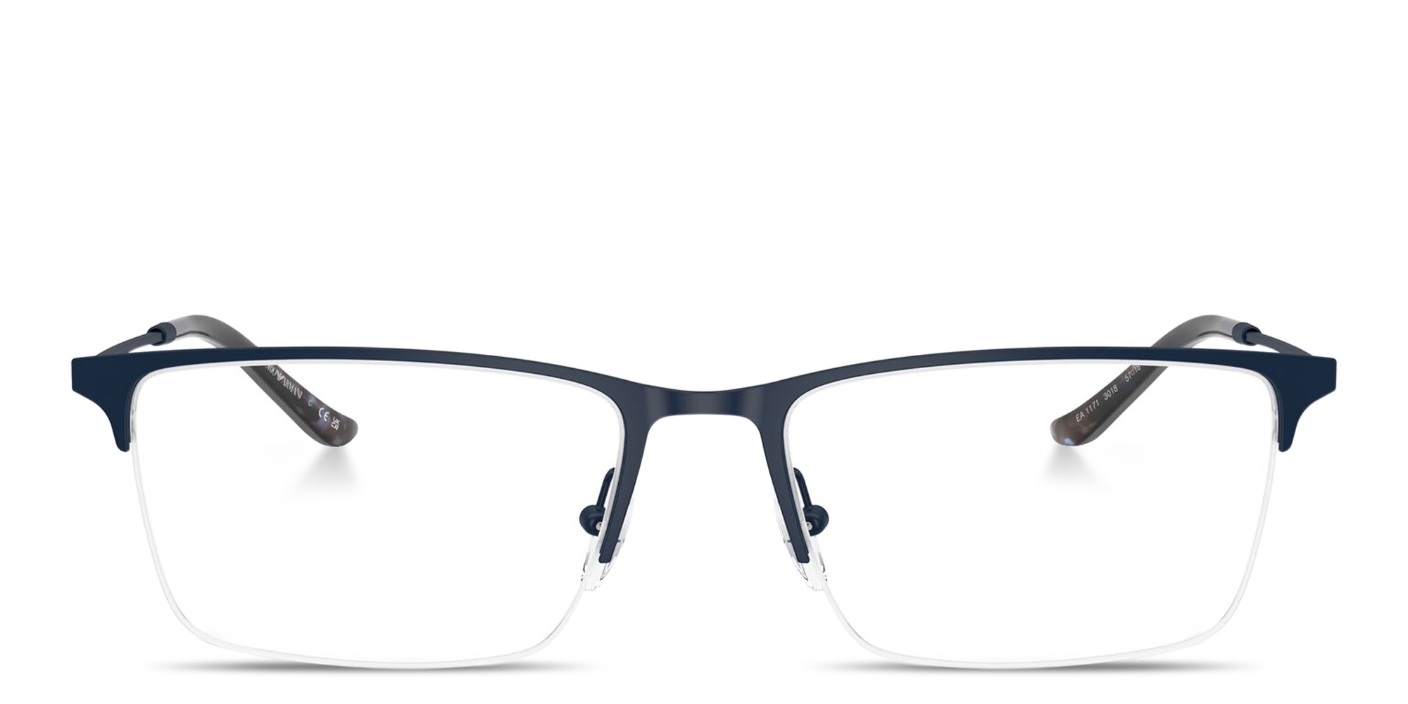 Emporio Armani Half-Rim Wide Rectangle Eyeglasses in Blue – Product Photo 1