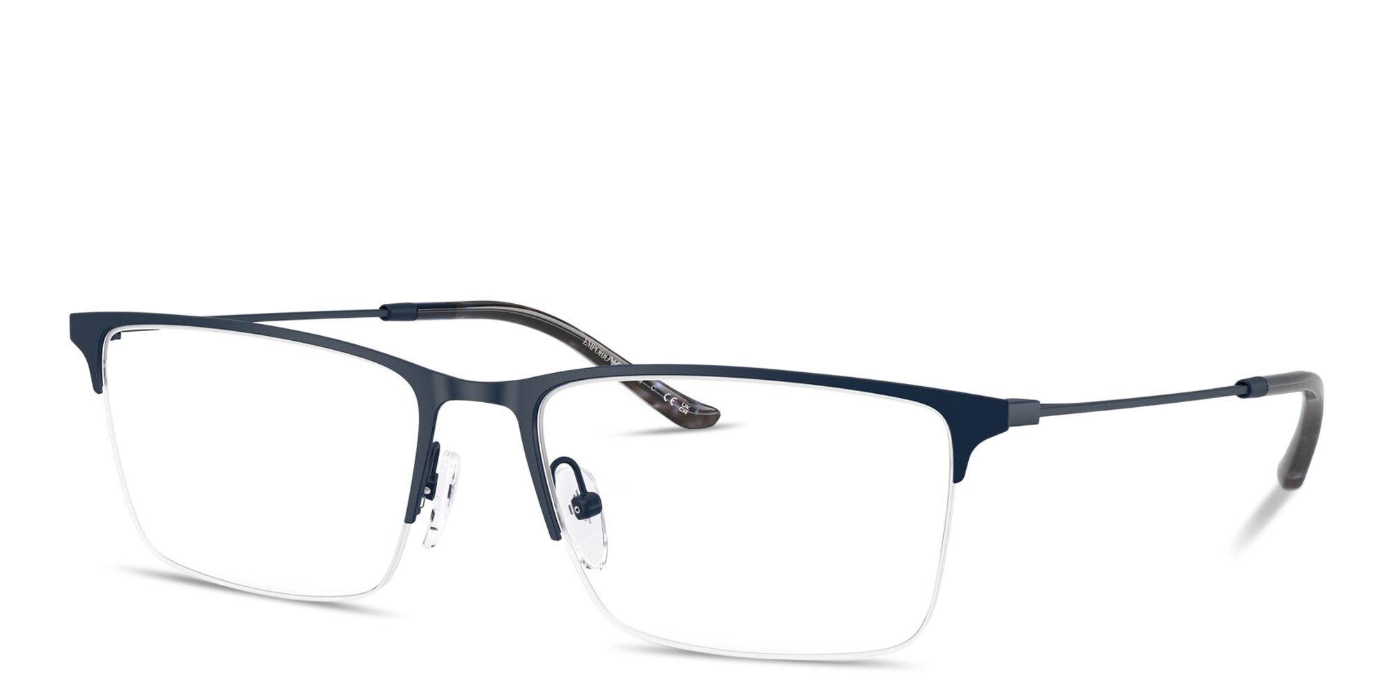 Emporio Armani Half-Rim Wide Rectangle Eyeglasses in Blue – Product Photo 2