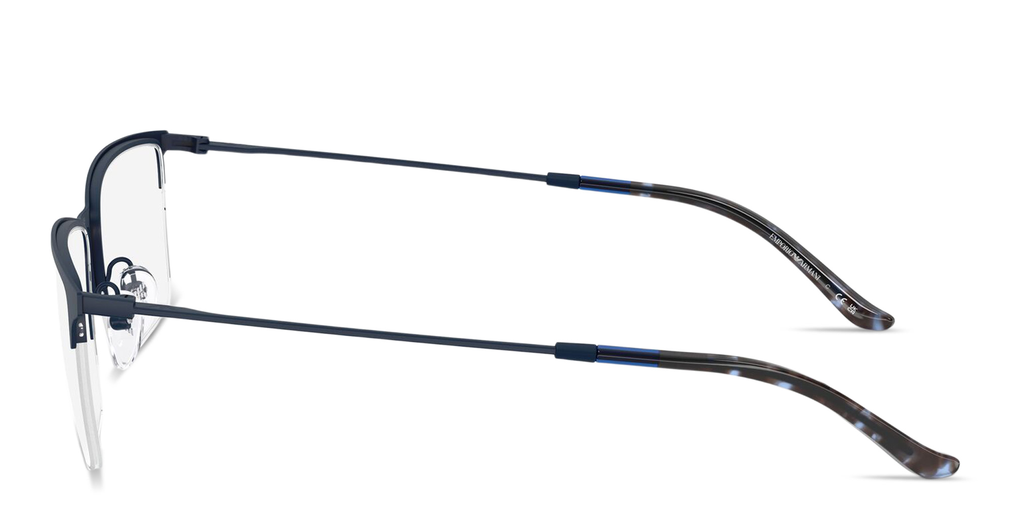 Emporio Armani Half-Rim Wide Rectangle Eyeglasses in Blue – Product Photo 3