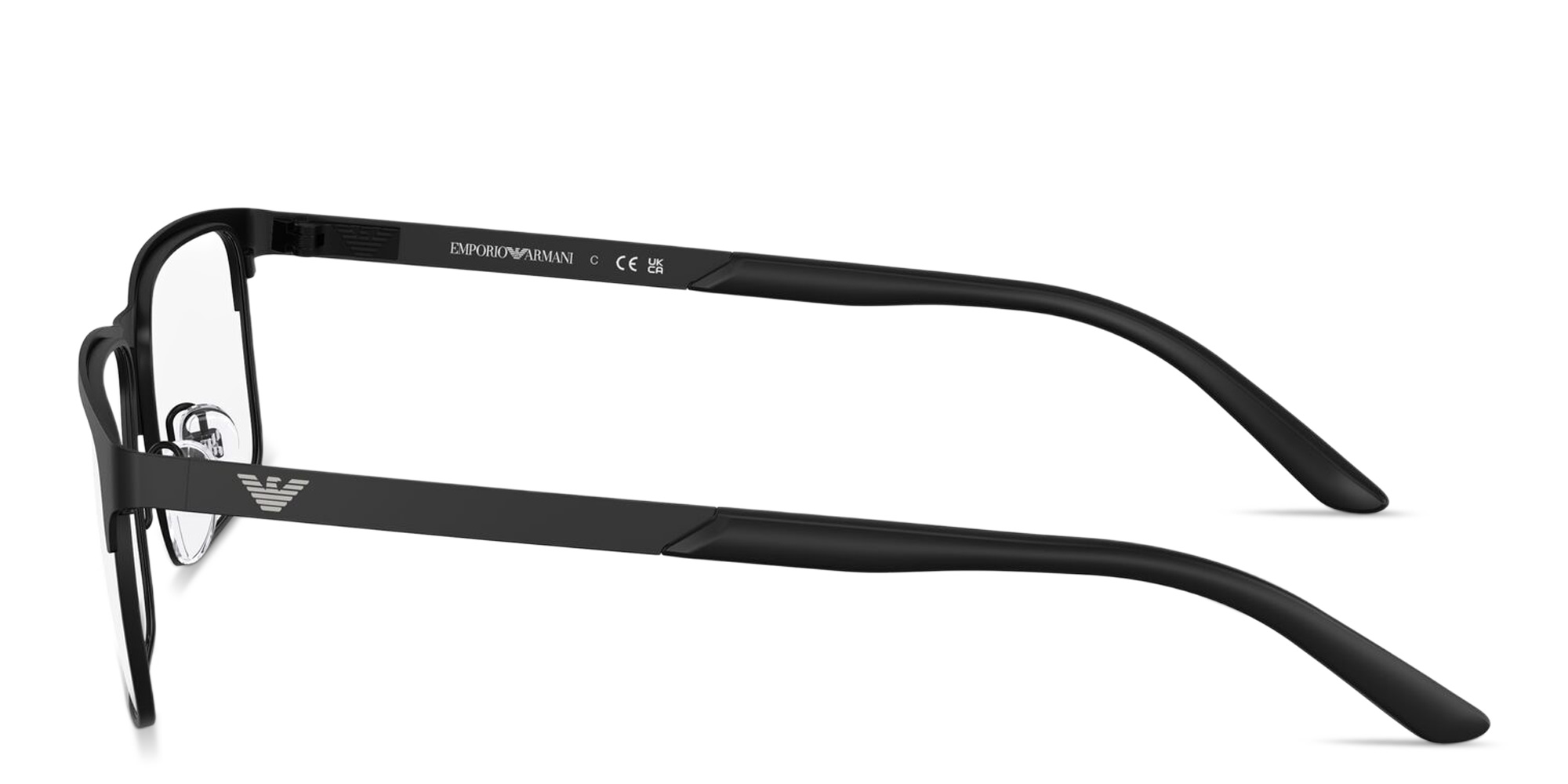 Emporio Armani Eagle Logo Wide Rectangle Eyeglasses in Black – Product Photo 3