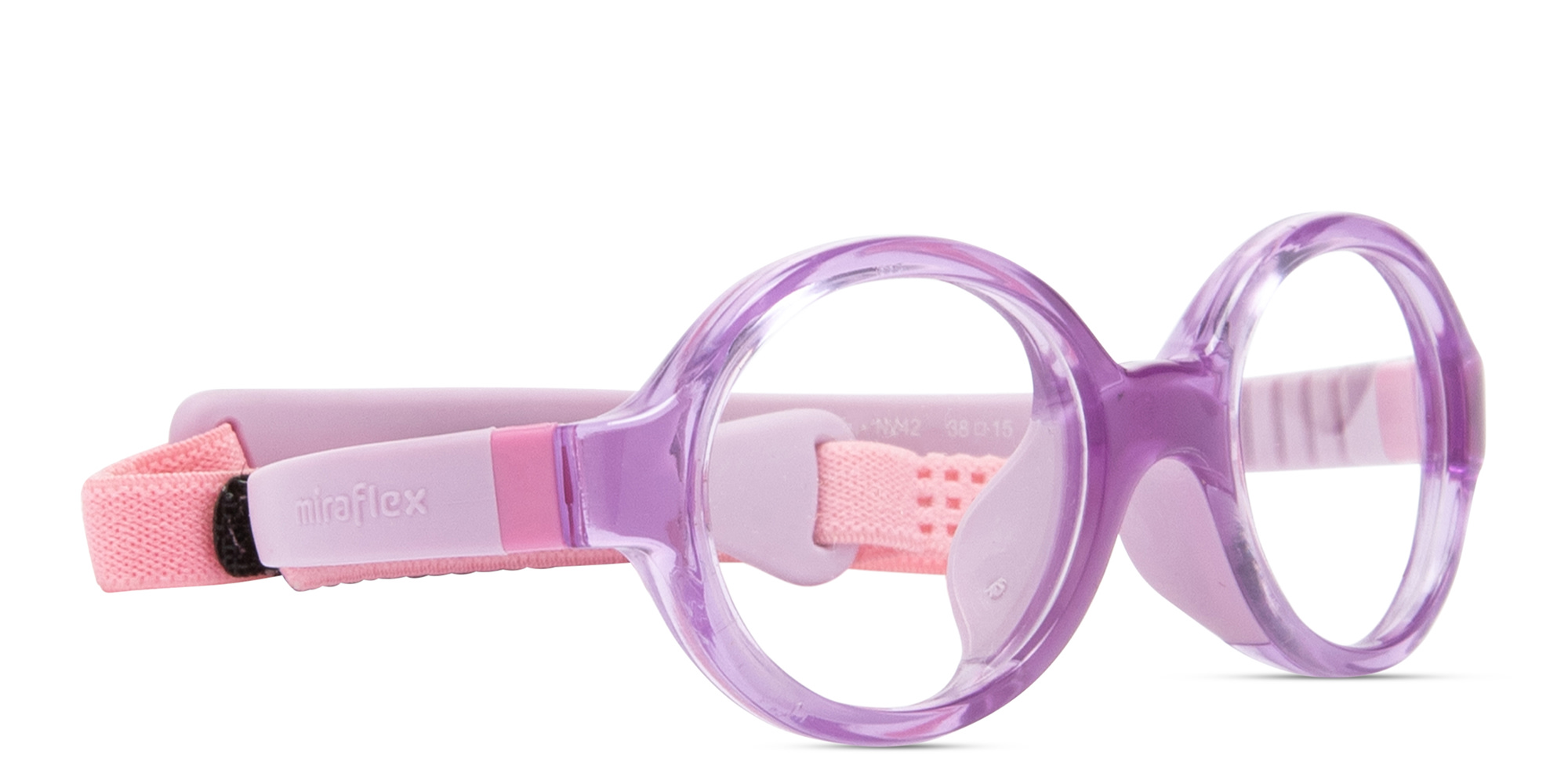 Shop Mira Flex Logo Kids Round Eyeglasses in Transparent Violet online.