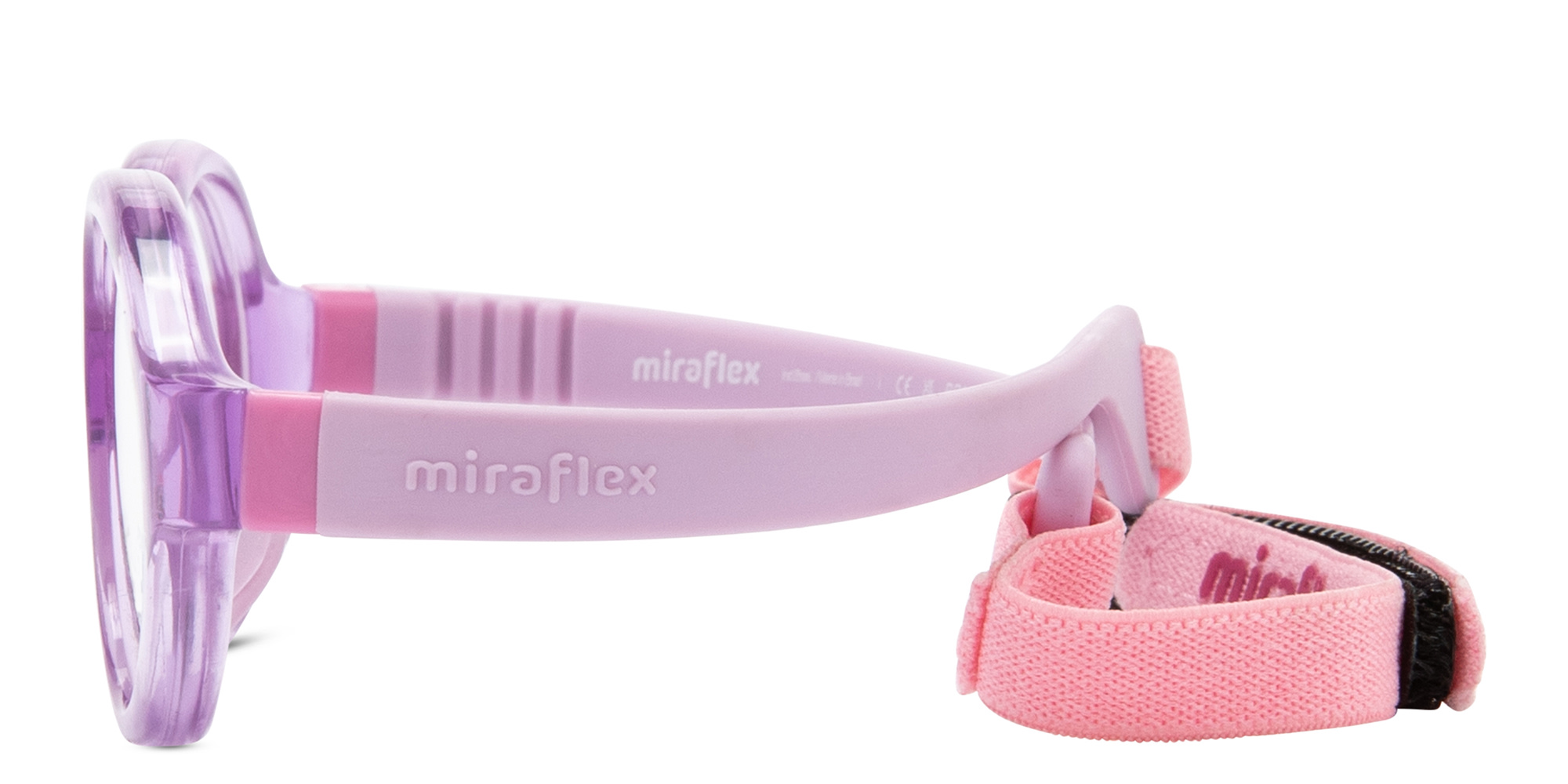 Shop Mira Flex Logo Kids Round Eyeglasses in Transparent Violet online.