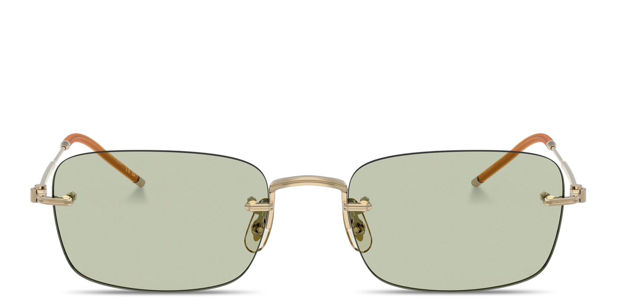 Shop OLIVER PEOPLES Unisex Rimless Rectangle Eyeglasses in Gold online.