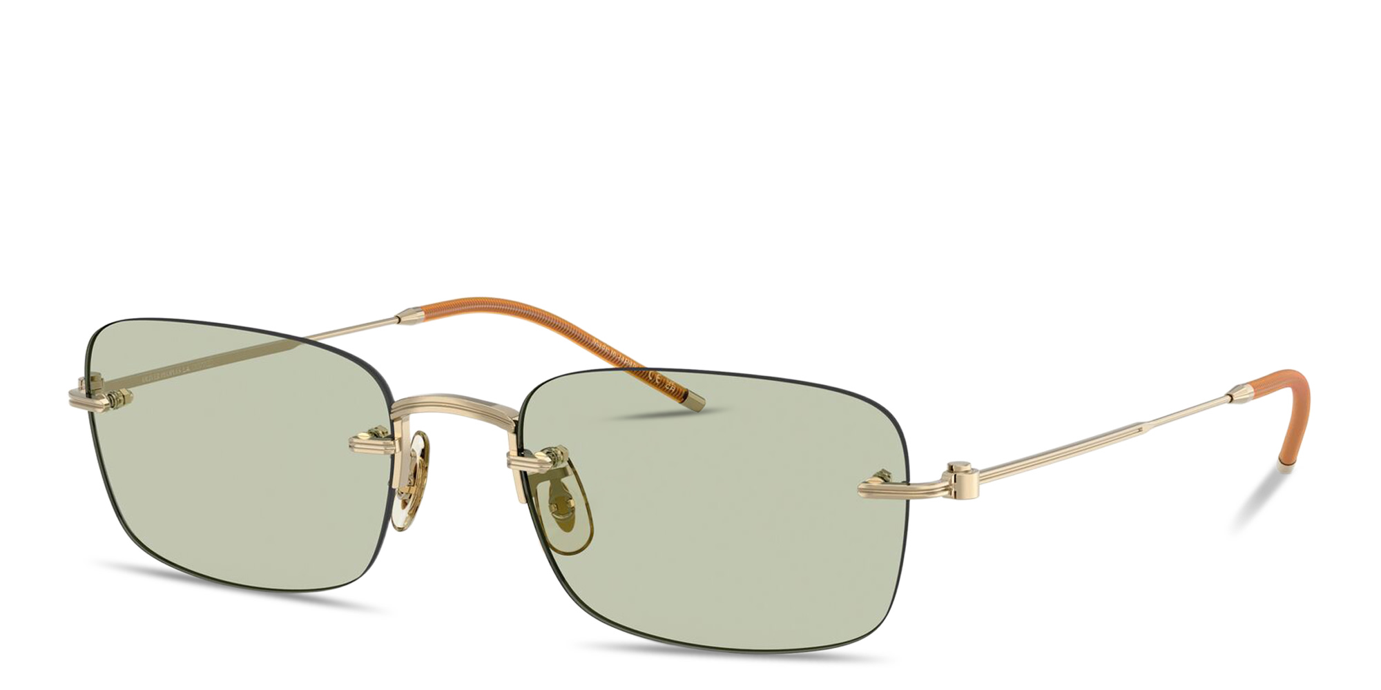 Shop OLIVER PEOPLES Unisex Rimless Rectangle Eyeglasses in Gold online.